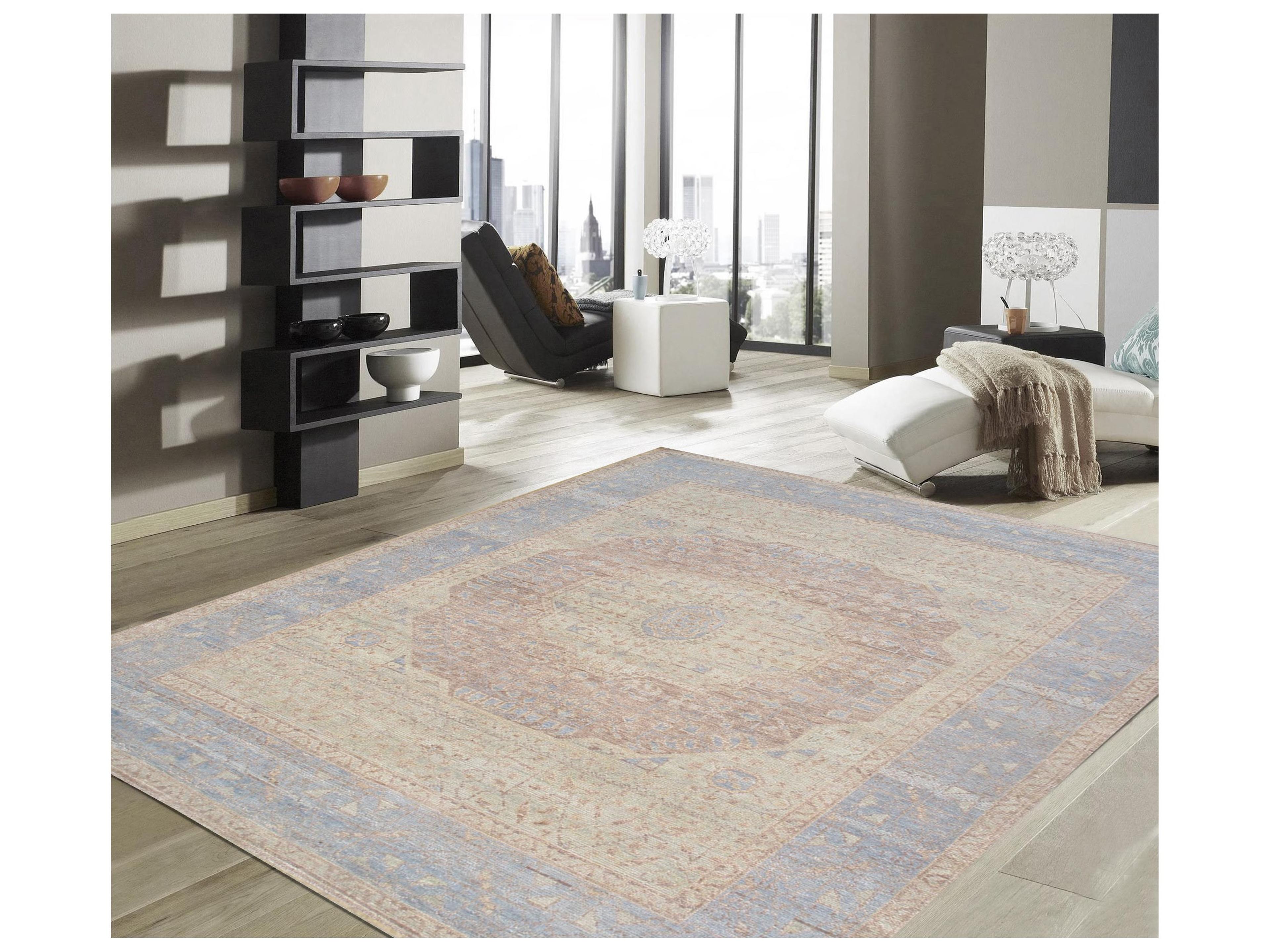 Pasargad Home Oushak Bordered Area Rug