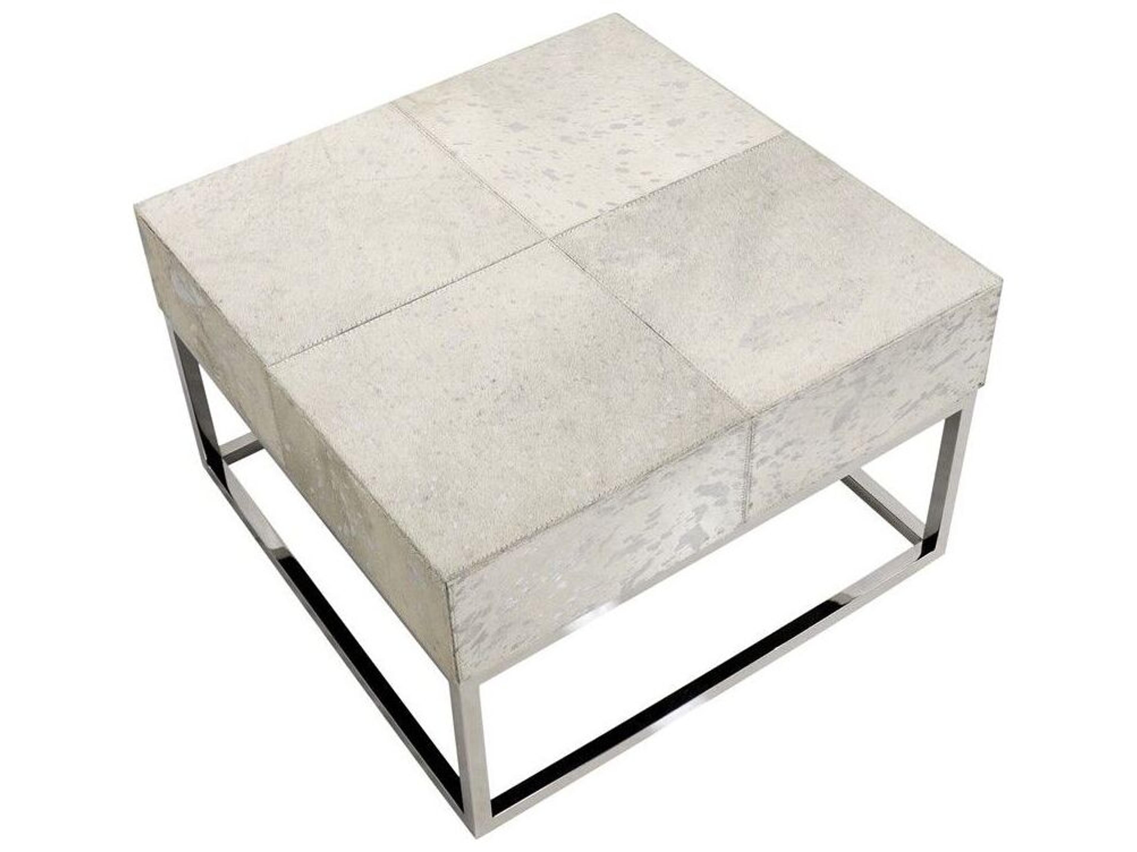 Pasargad Home Safari Square Leather Silver Coffee Table