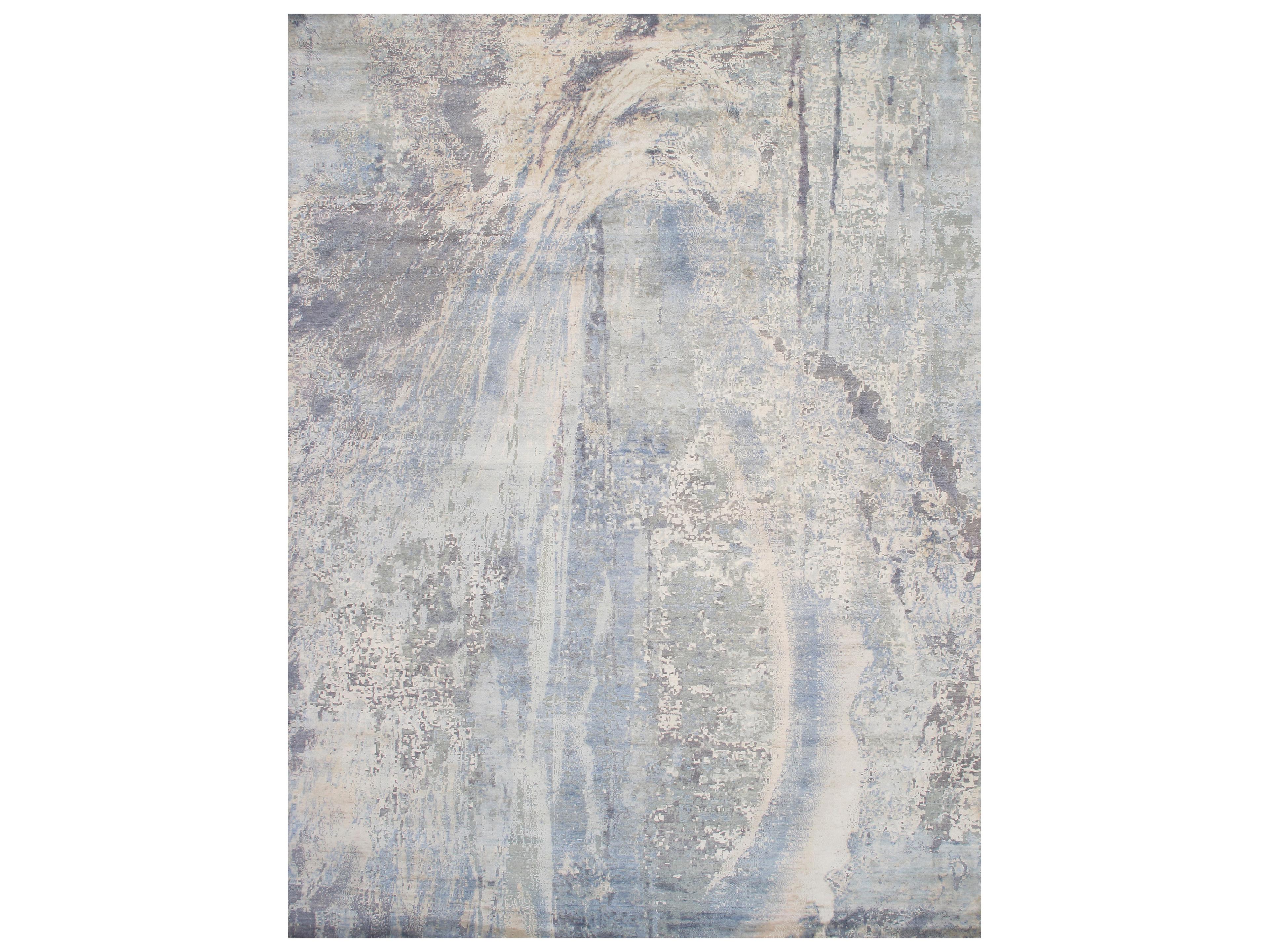 Modern Light Blue Abstract Area Rug