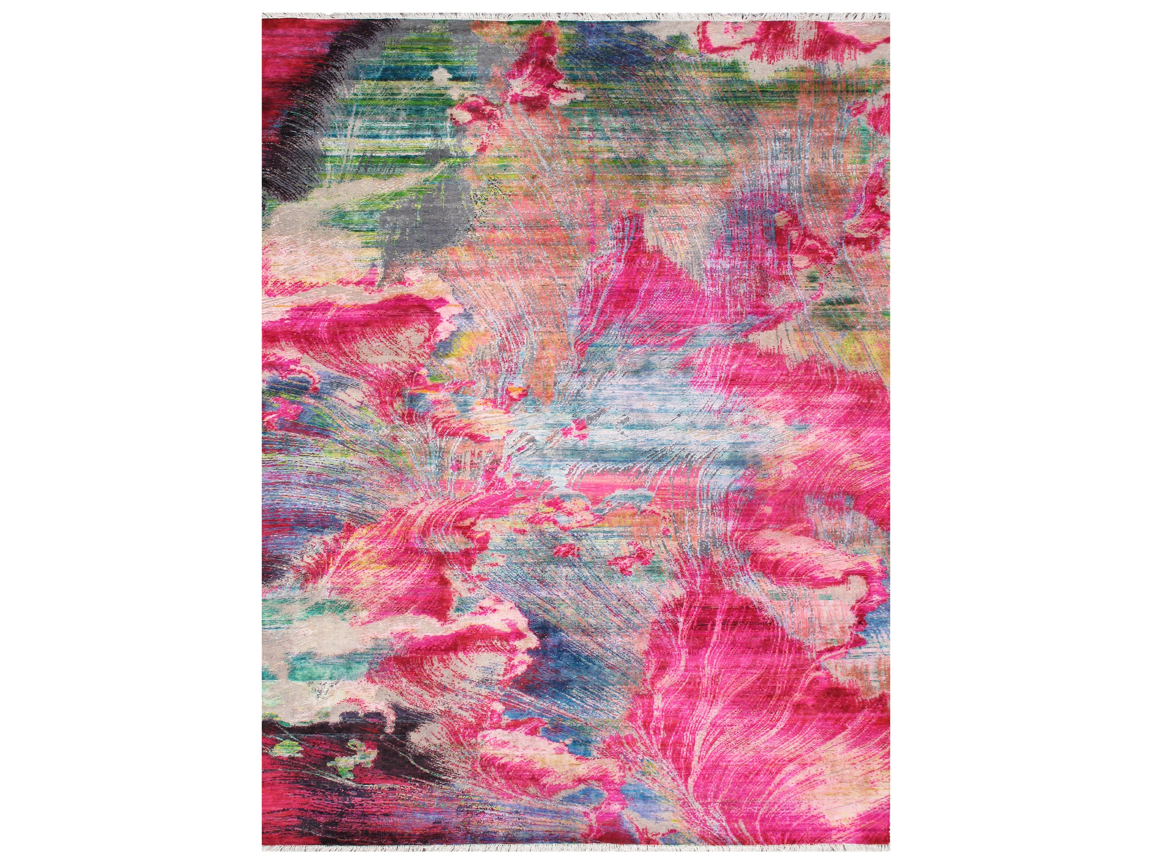 Modern Pink Abstract Area Rug