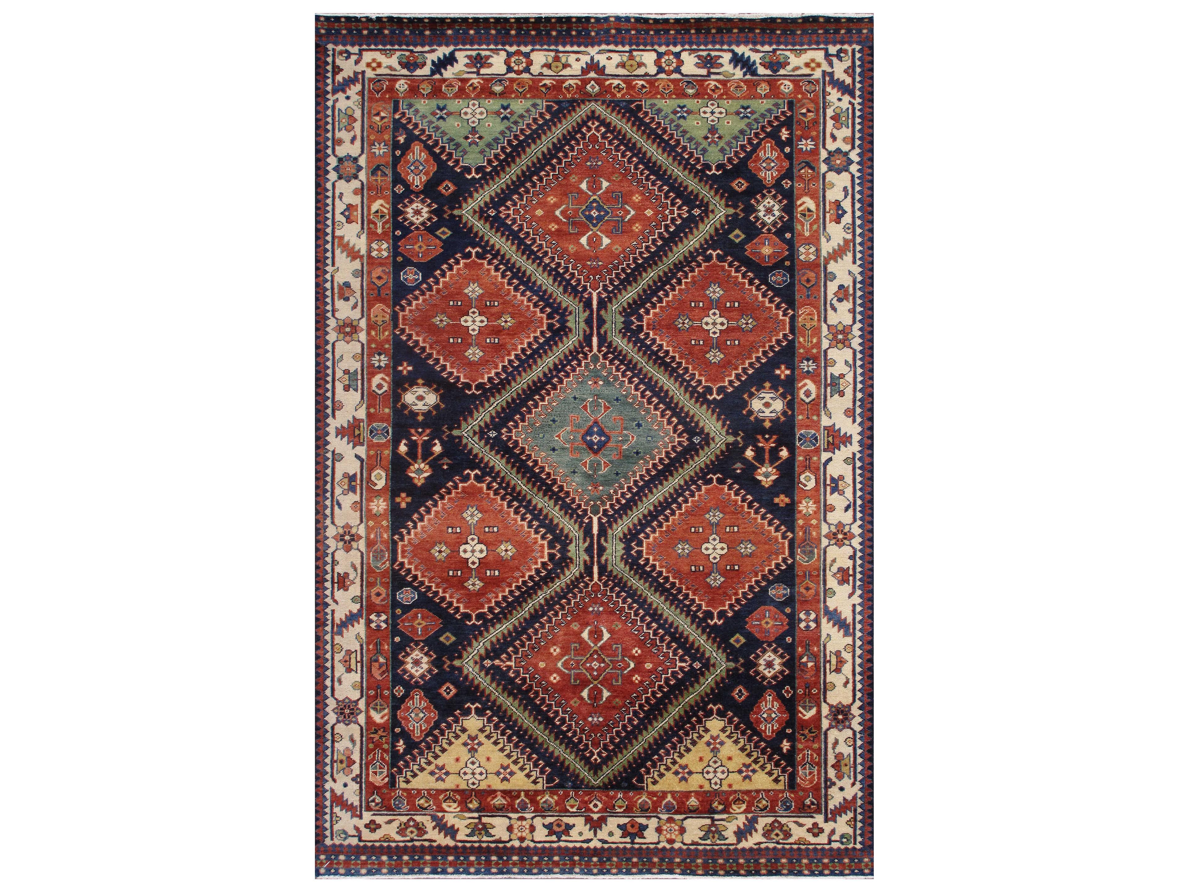 Kazak Bordered Area Rug