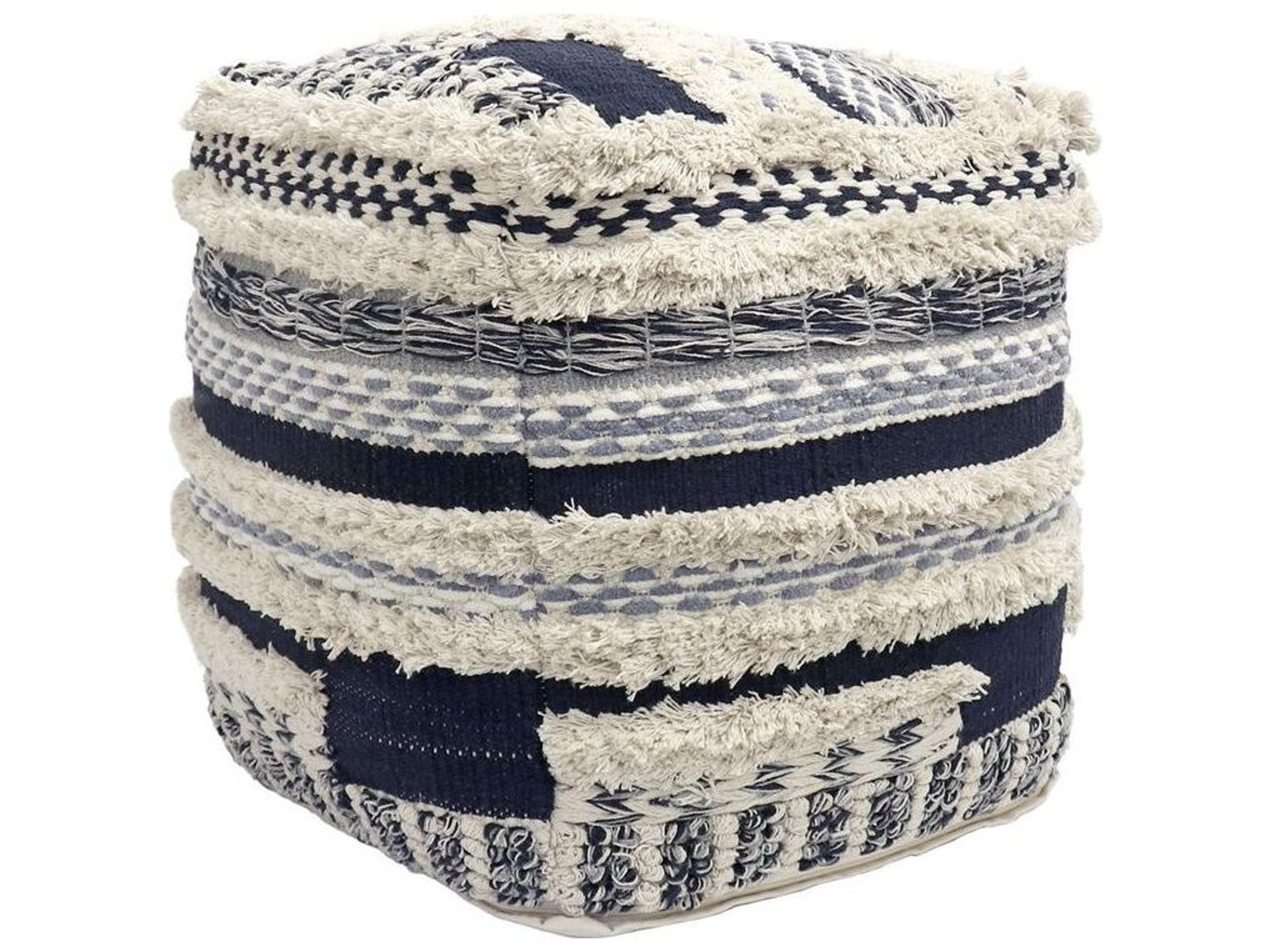 Grand Canyon Navy Beige Blue Braided Pouf