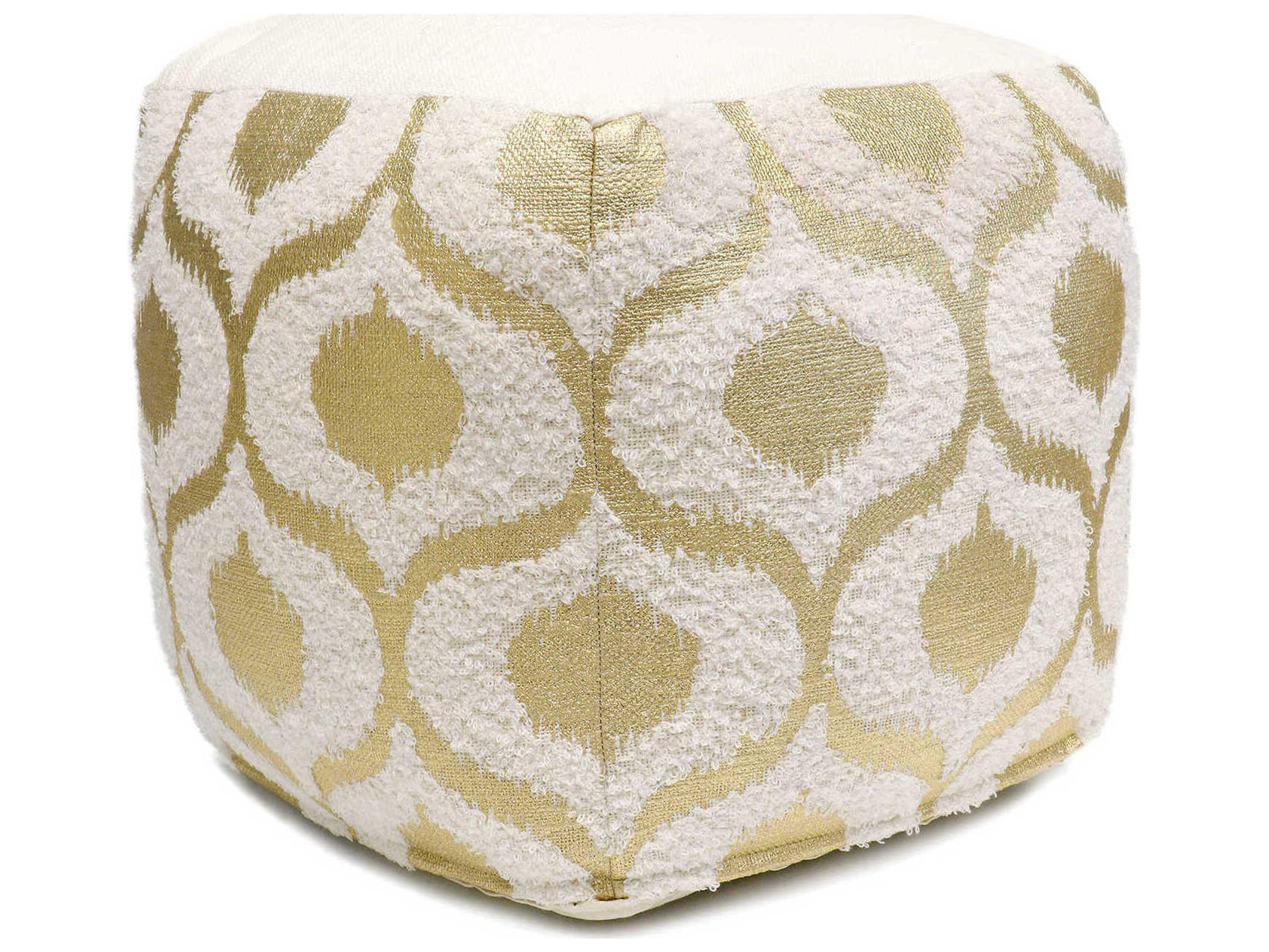 Grand Canyon Ivory Gold Upholstered Pouf