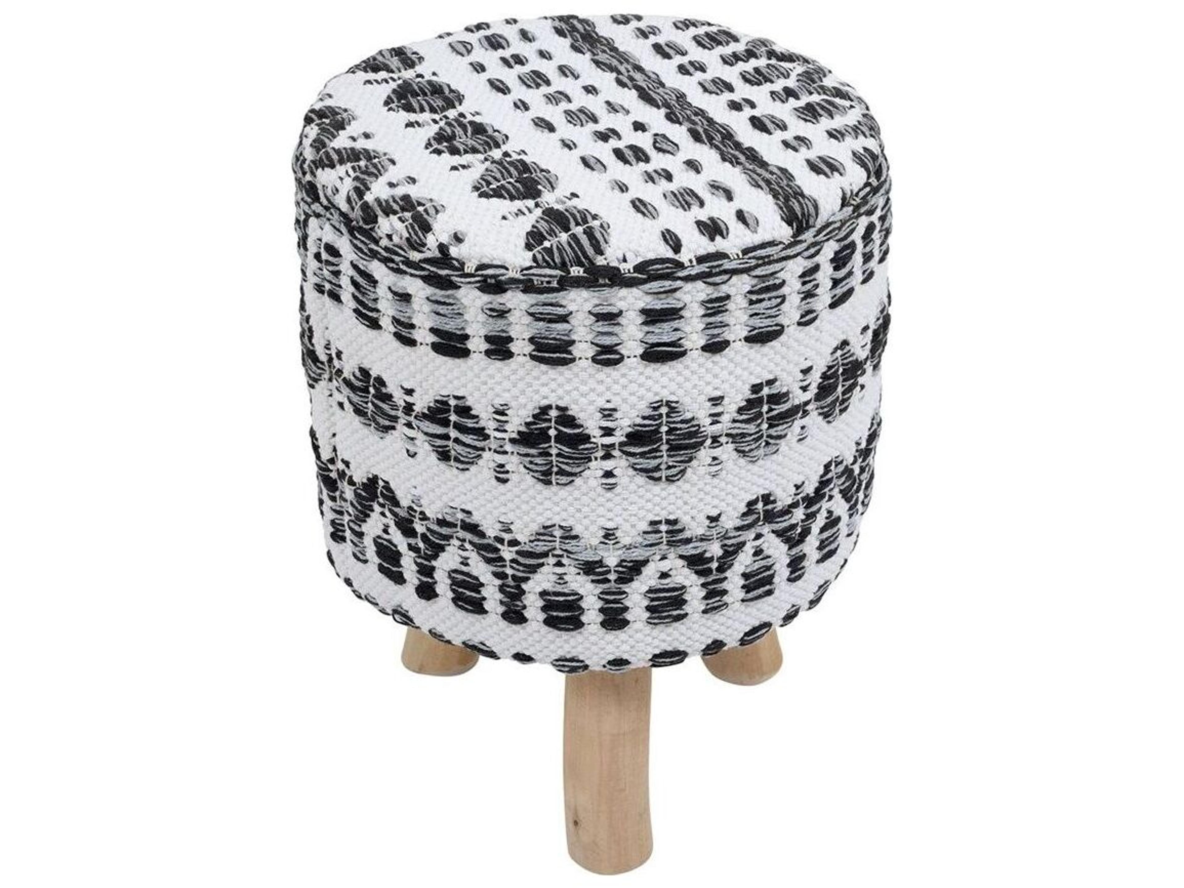 Grandcanyon White Black Upholstered Accent Stool