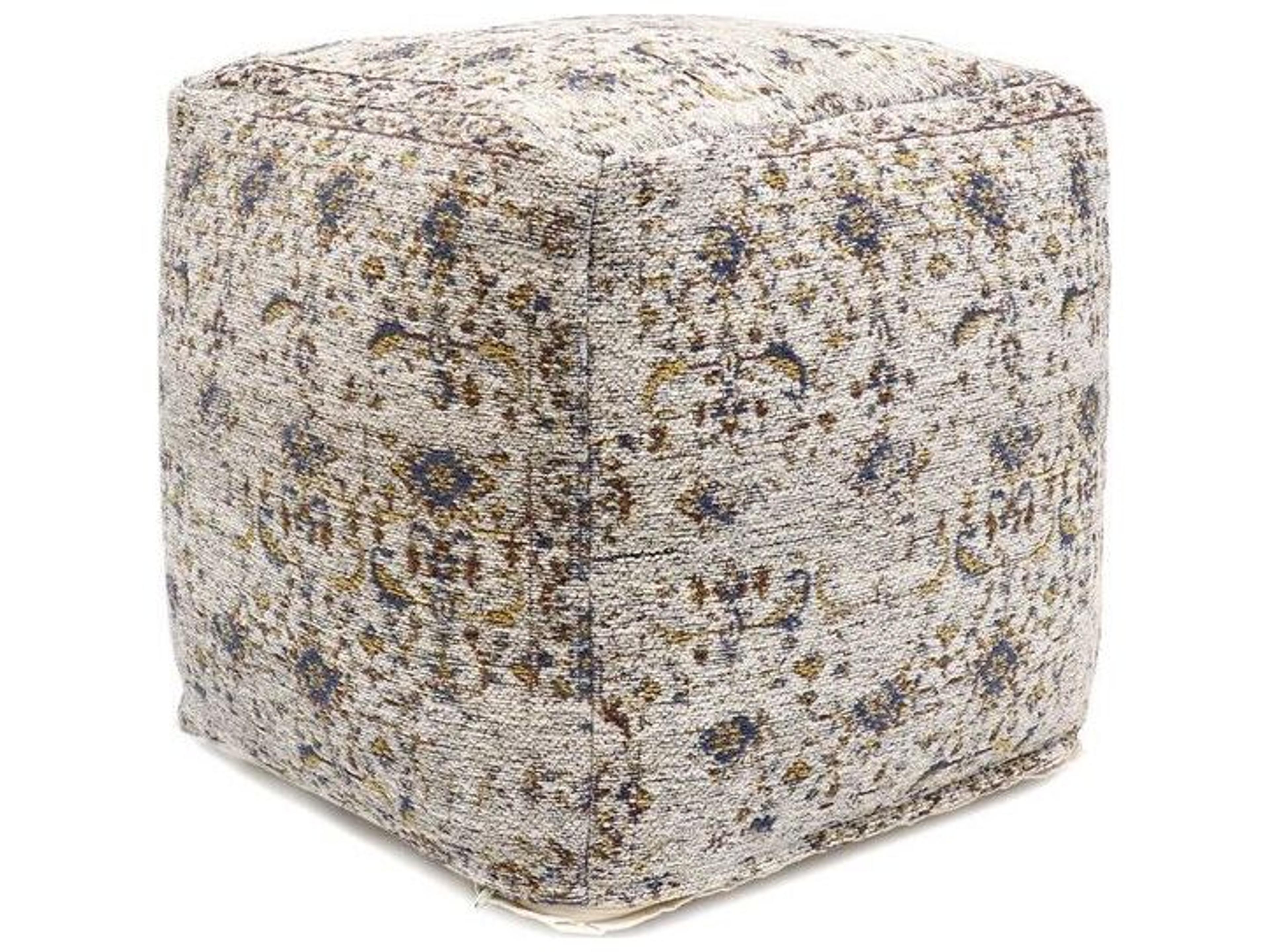 Grand Canyon Toupe Multi Brown Upholstered Pouf