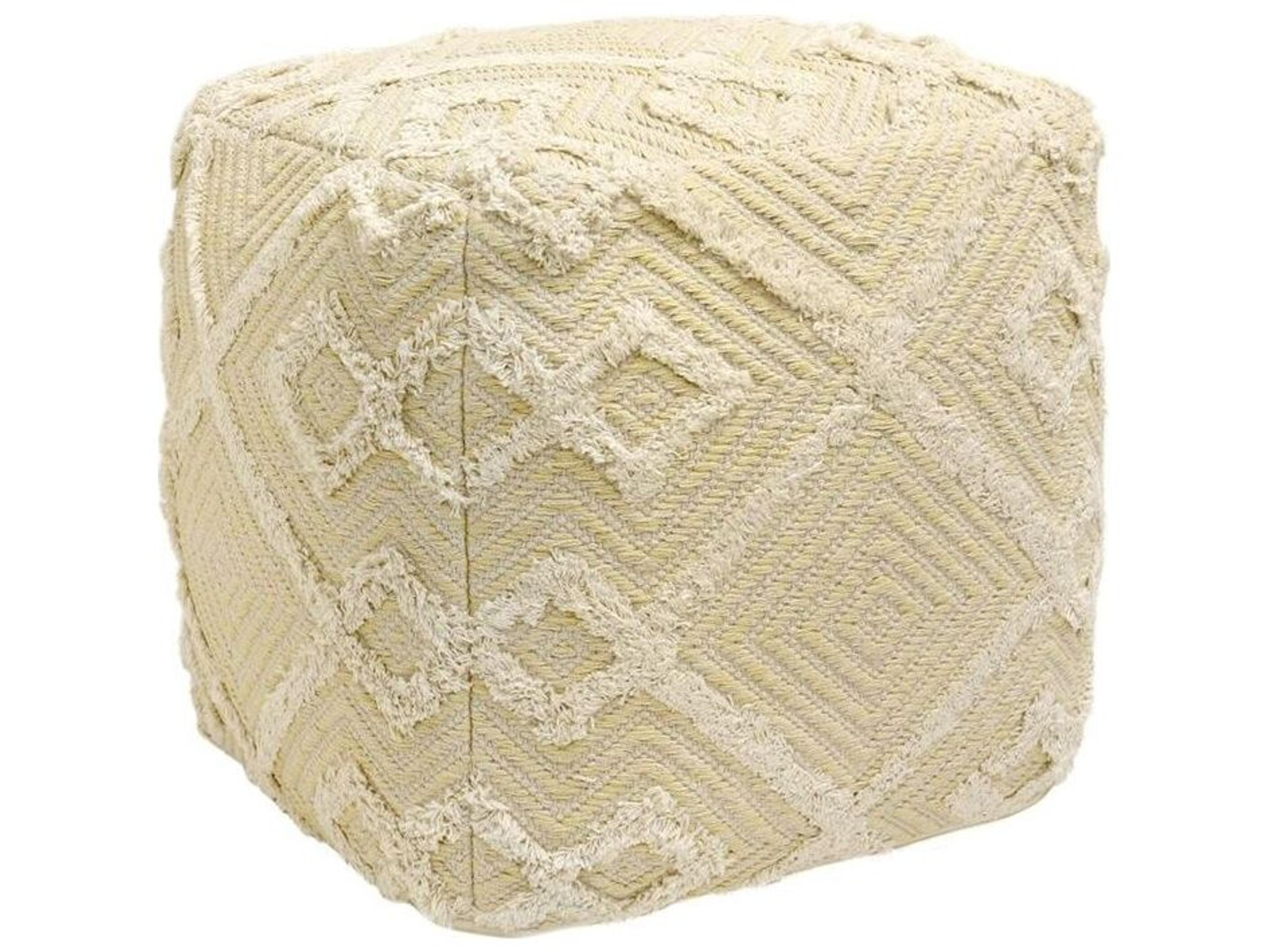 Grand Canyon Yellow Ivory Upholstered Pouf