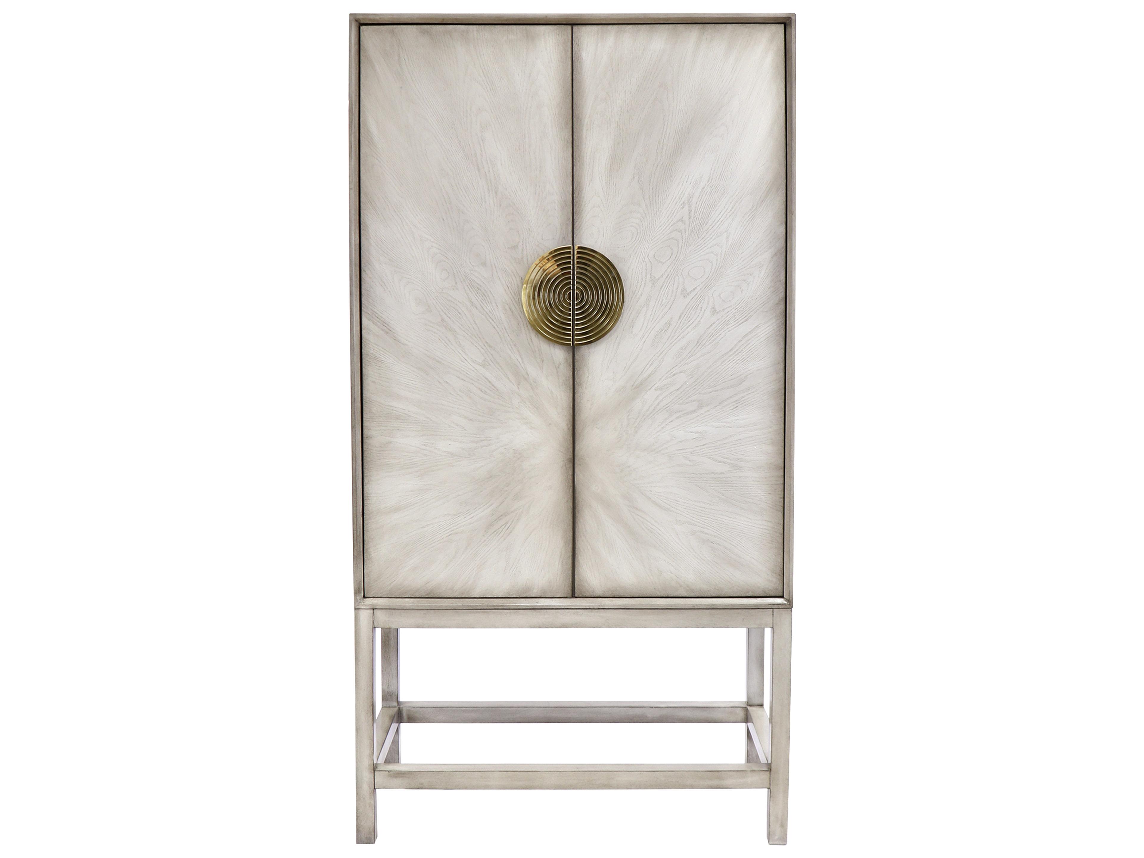 Pasargad Home Calypso Oliver Grey Gold Bar Cabinet