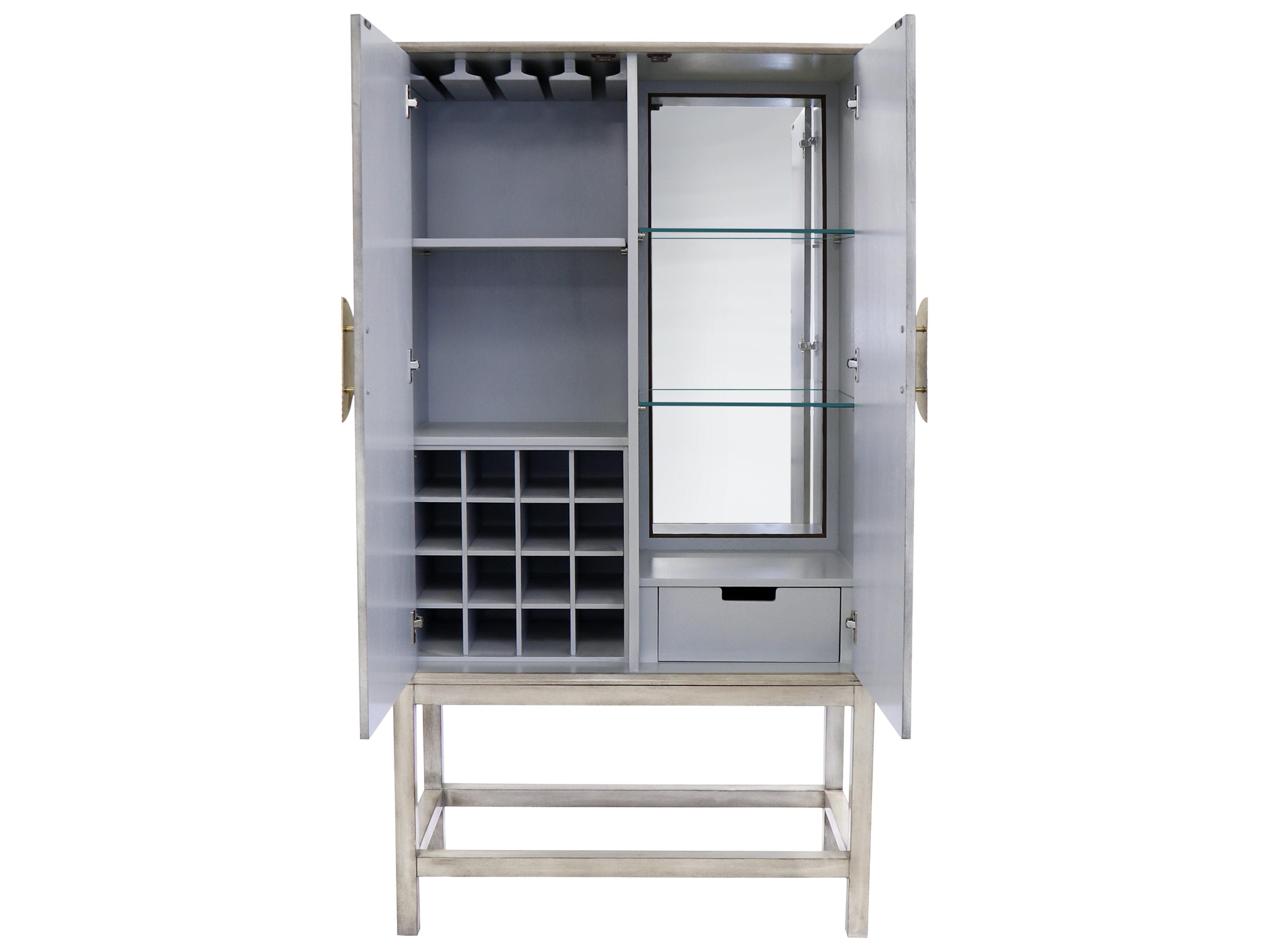 Pasargad Home Calypso Oliver Grey Gold Bar Cabinet