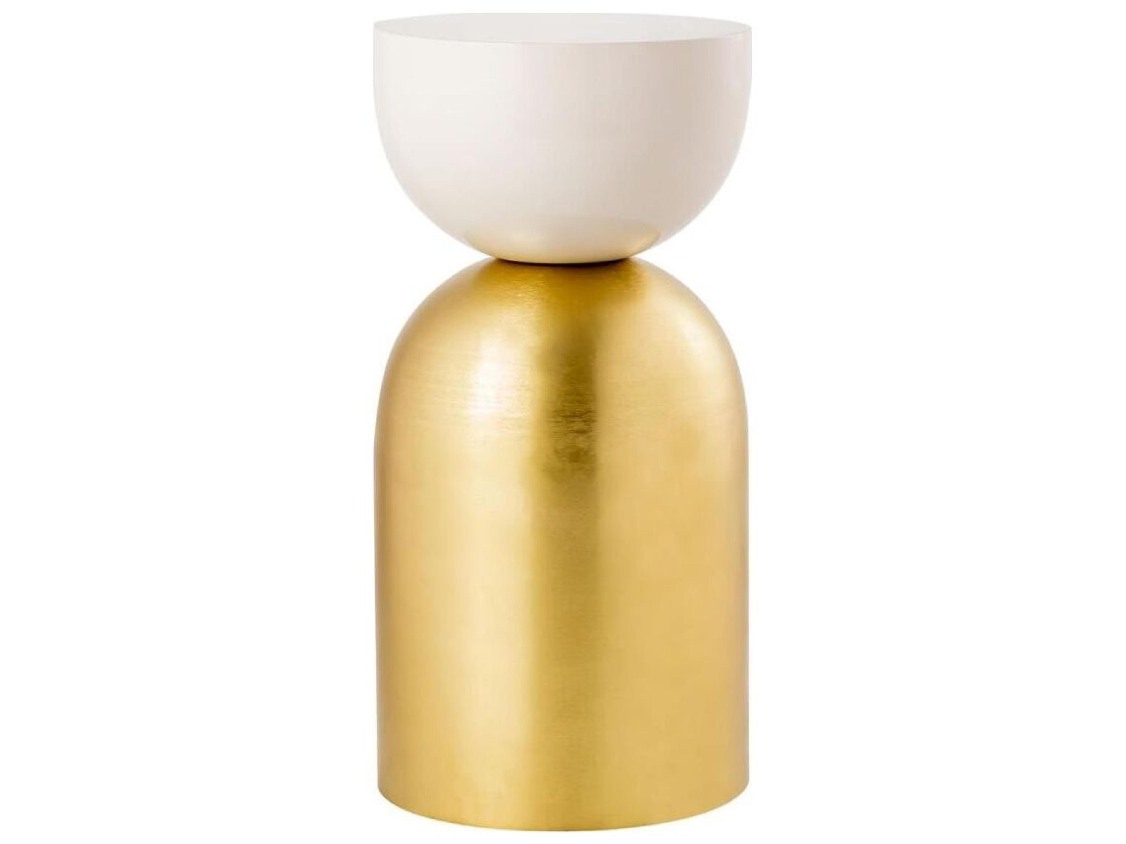 Byzantine Calista Round Metal Gold Ivory End Table