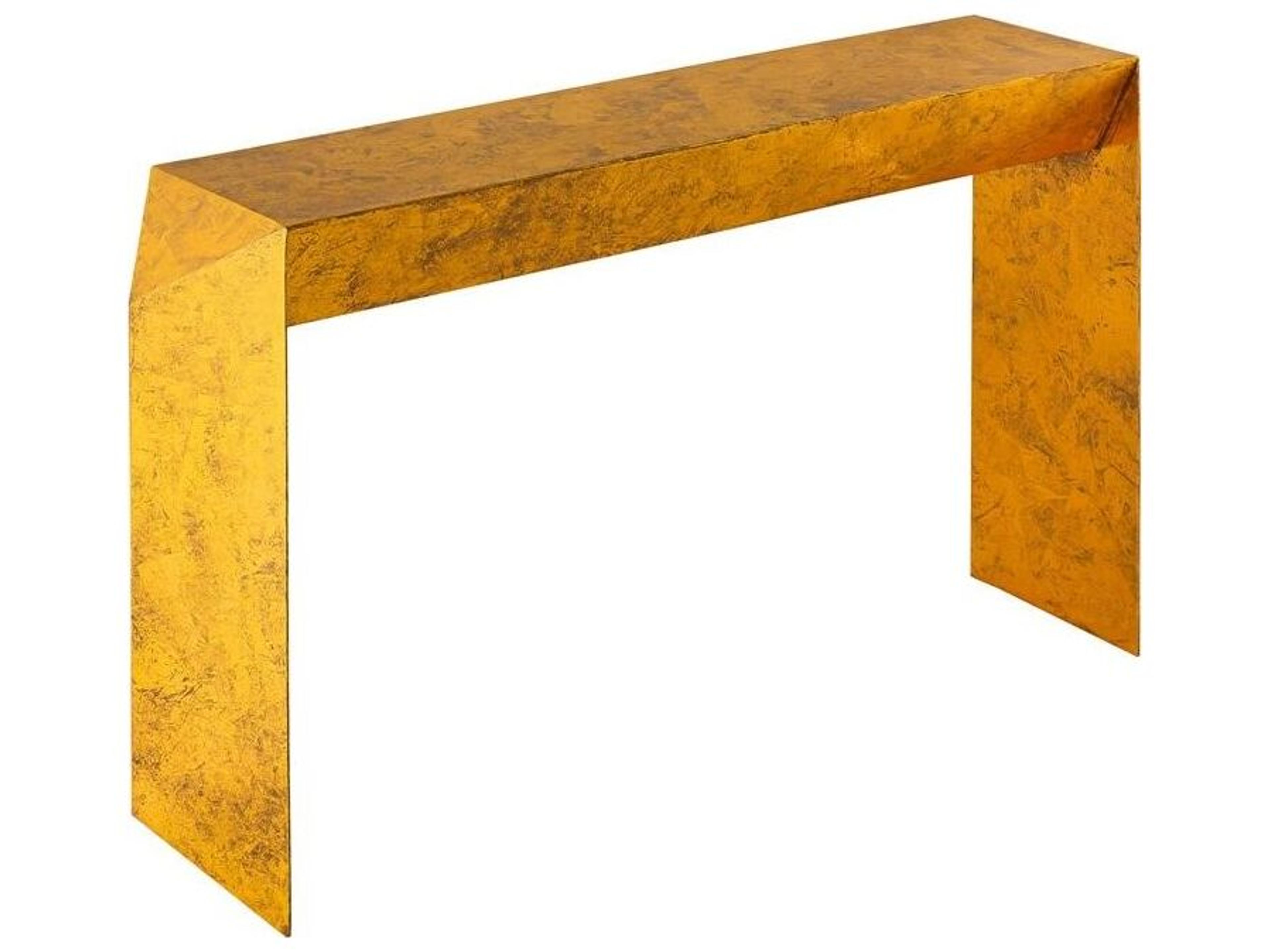 Byzantine Katya Rectangular Metal Gold Foil Console Table