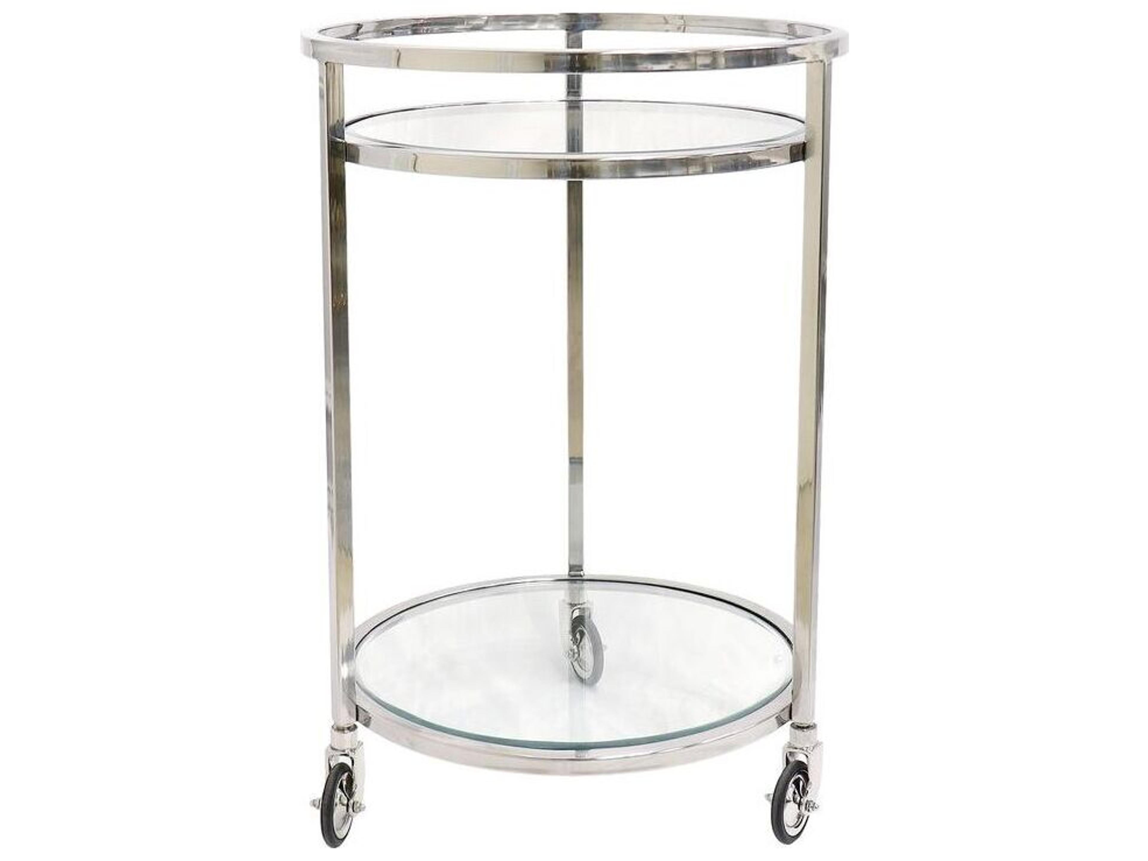 Beacon Blake Glass Silver Clear Chrome Bar Cart