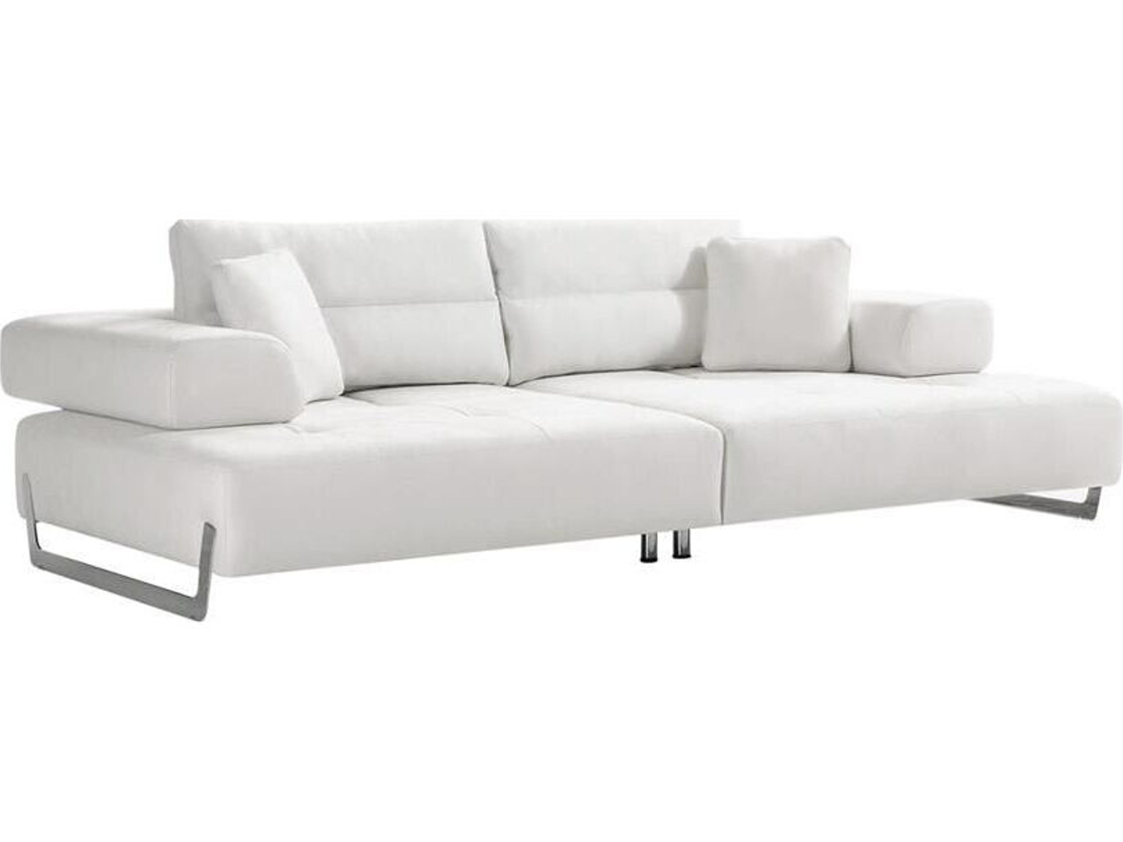 Positano Ravenna White Chrome Upholstered Sofa
