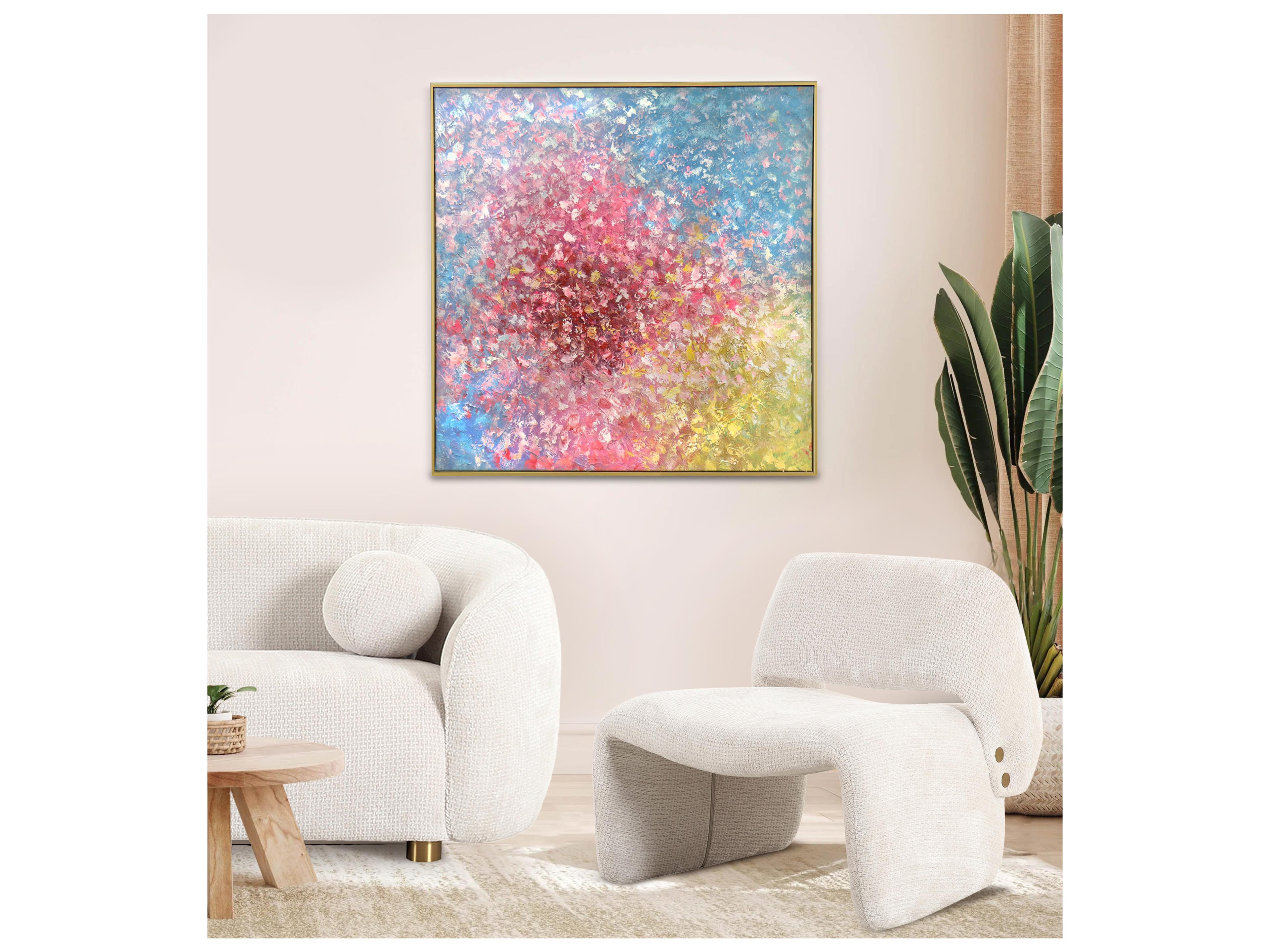 Pasargad Home Lush Symphony Hand-Painted Multicolor Abstract Painting 