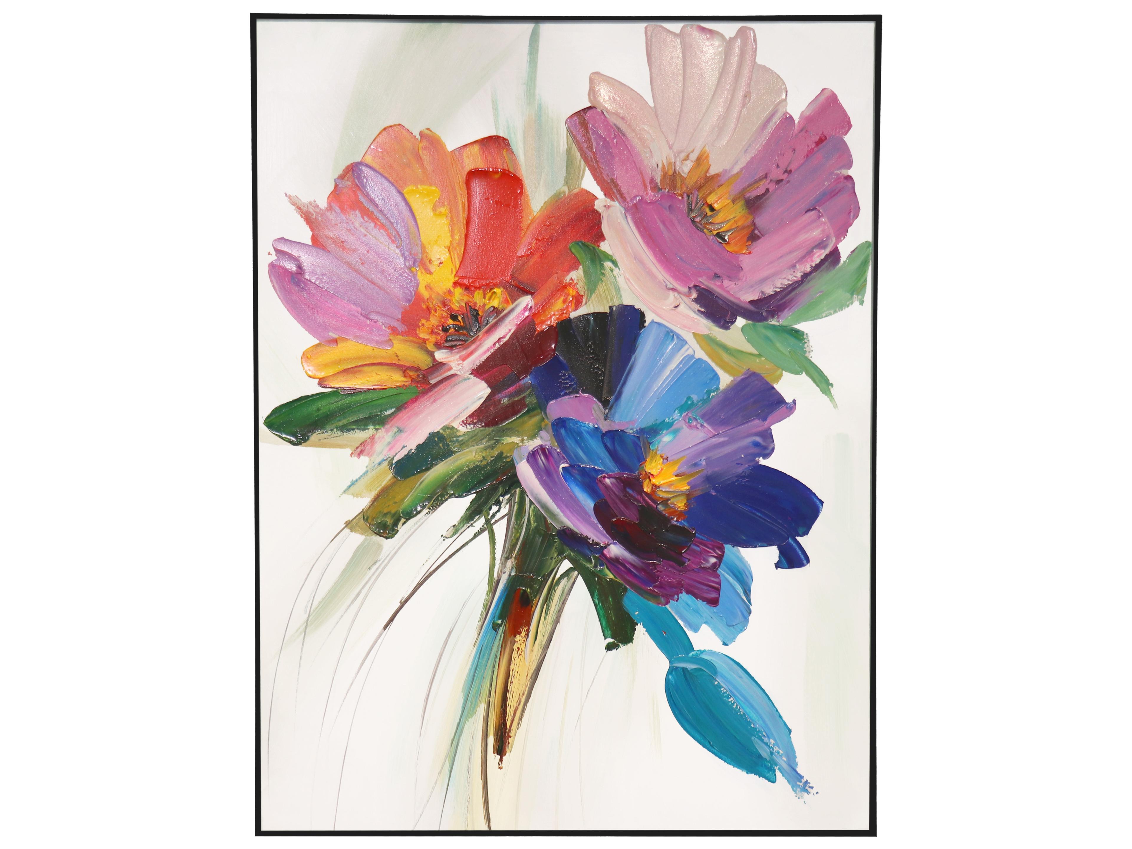 Lush Petals Hand-Painted Floral Oil Painting