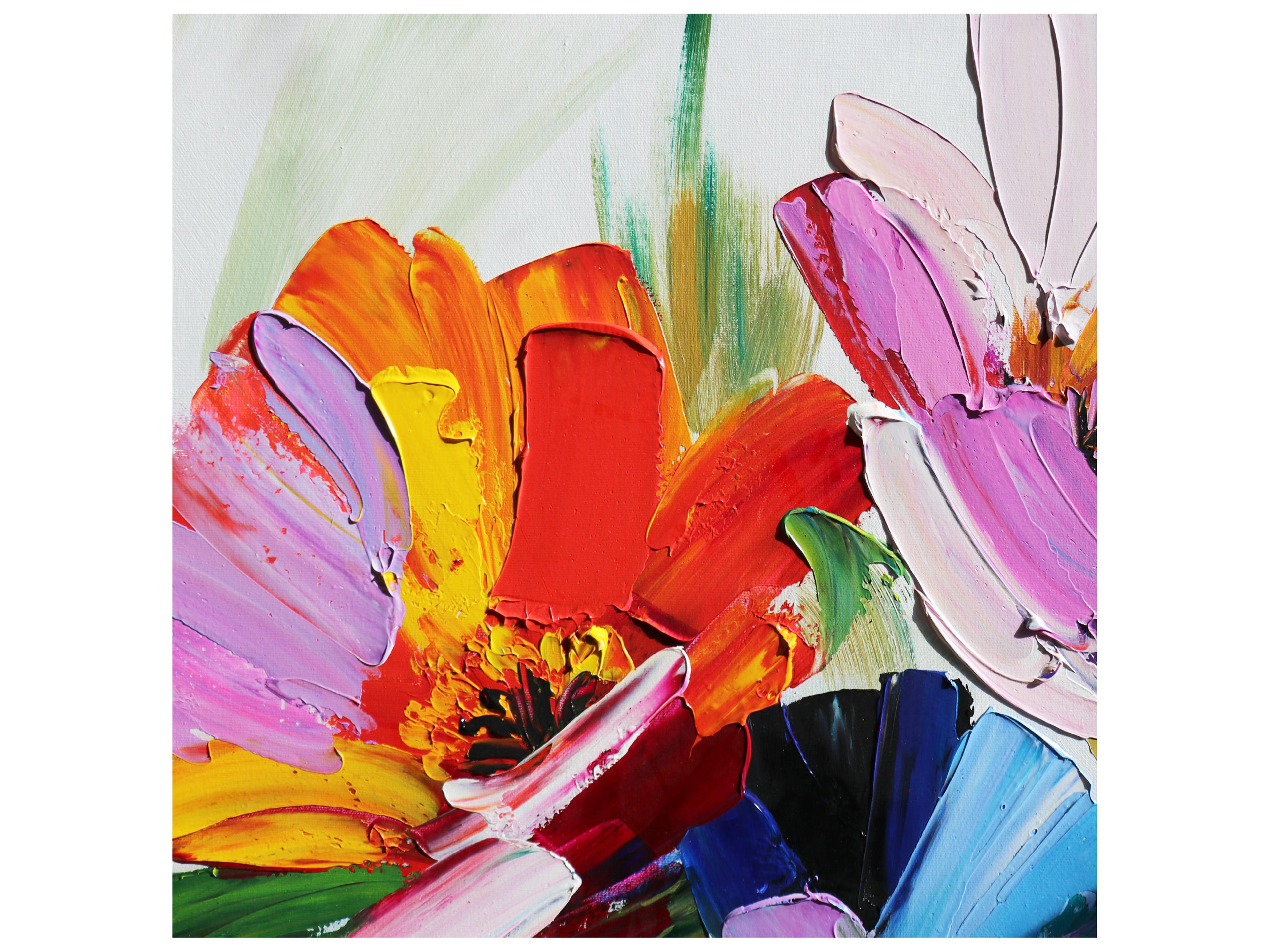 Pasargad Home Lush Petals Hand-Painted Floral Oil Painting