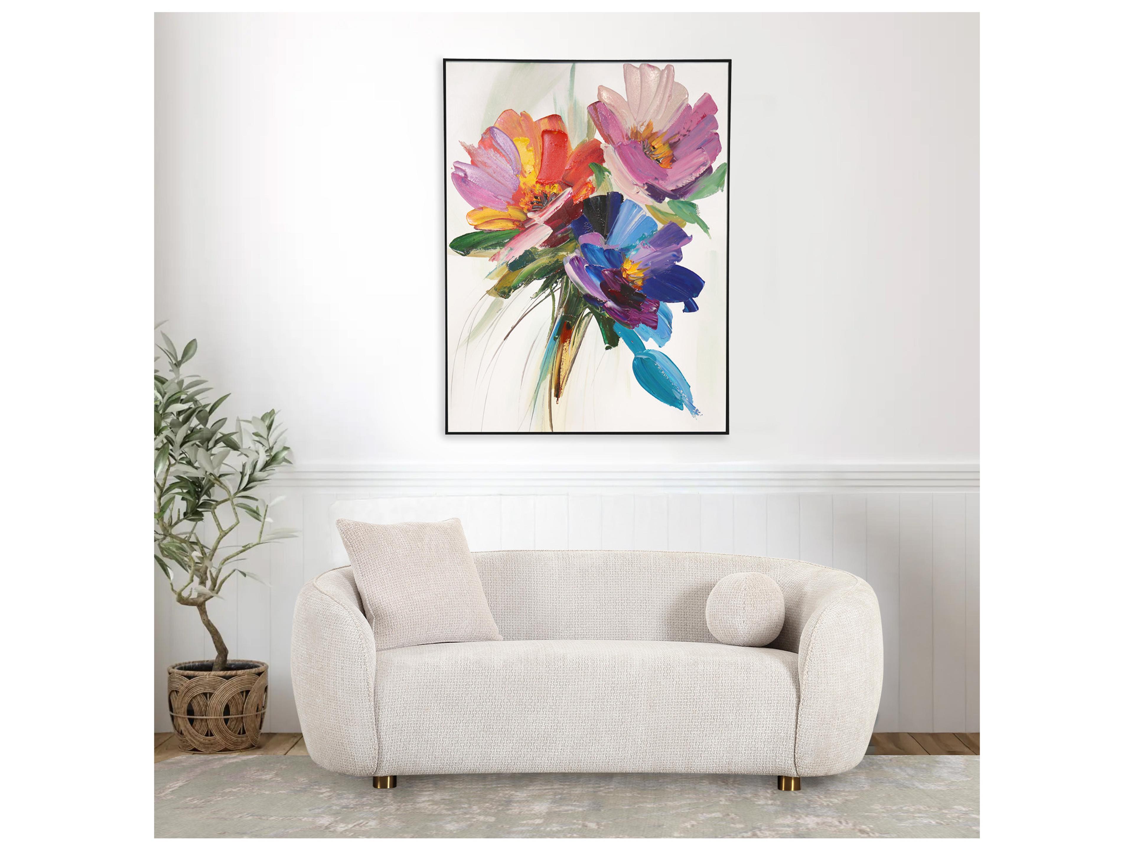 Pasargad Home Lush Petals Hand-Painted Floral Oil Painting