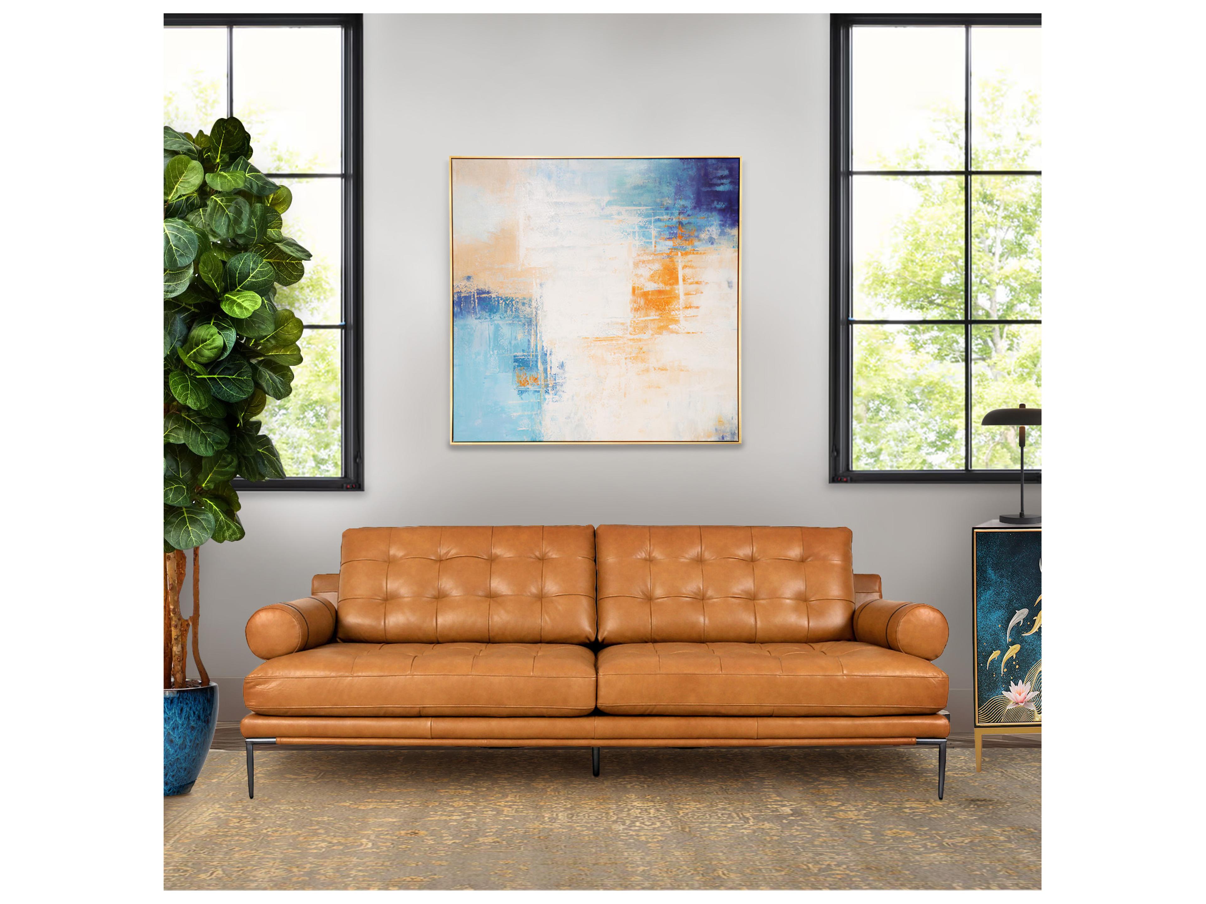 Pasargad Home Lush Azure Hand-Painted Blue & Multicolor Abstract Oil Painting