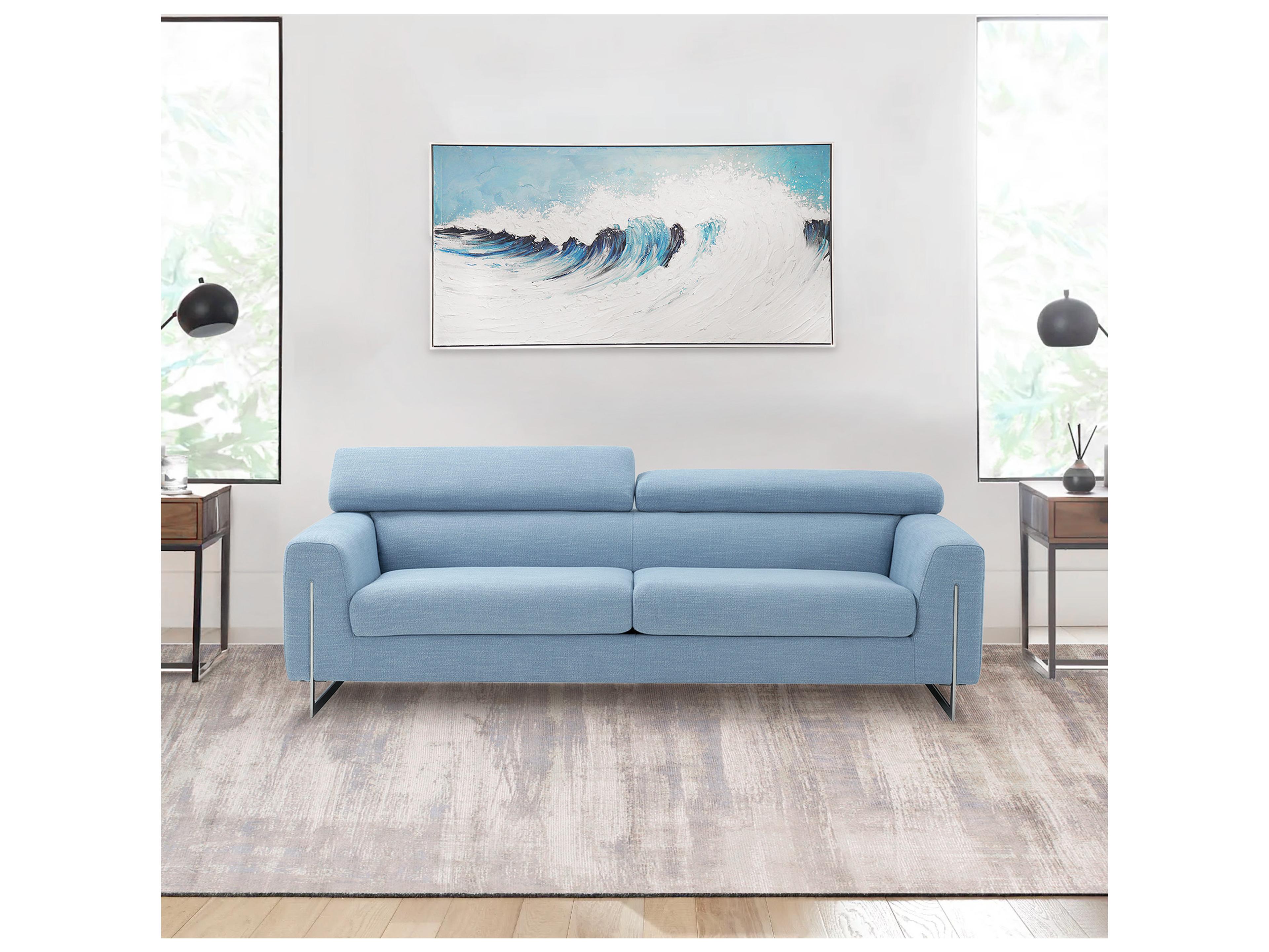 Pasargad Home Lush Blue Rise Hand-Painted Ocean Wave Canvas Wall Art