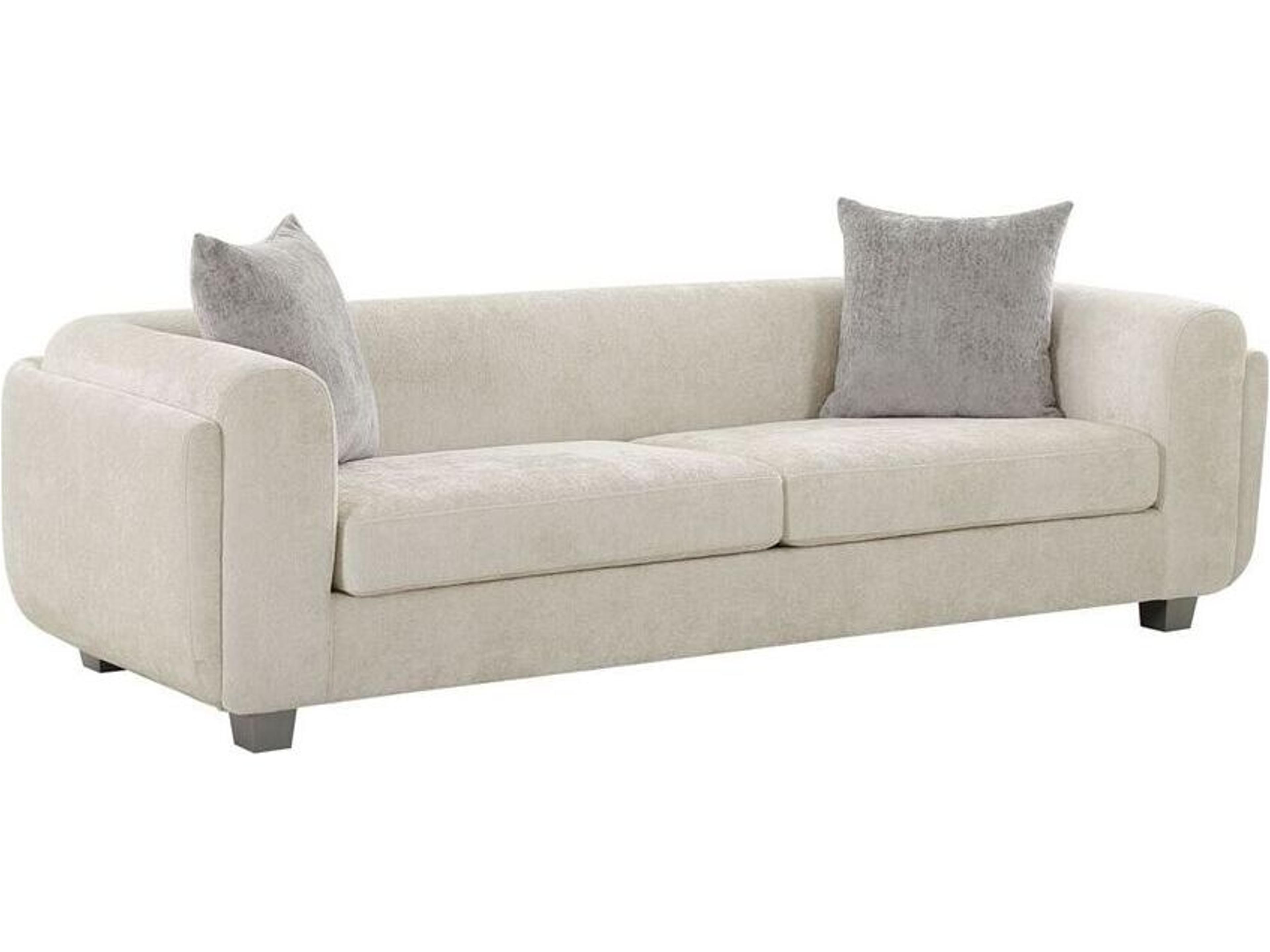 Noho Bergamo Ivory Silver White Upholstered Sofa