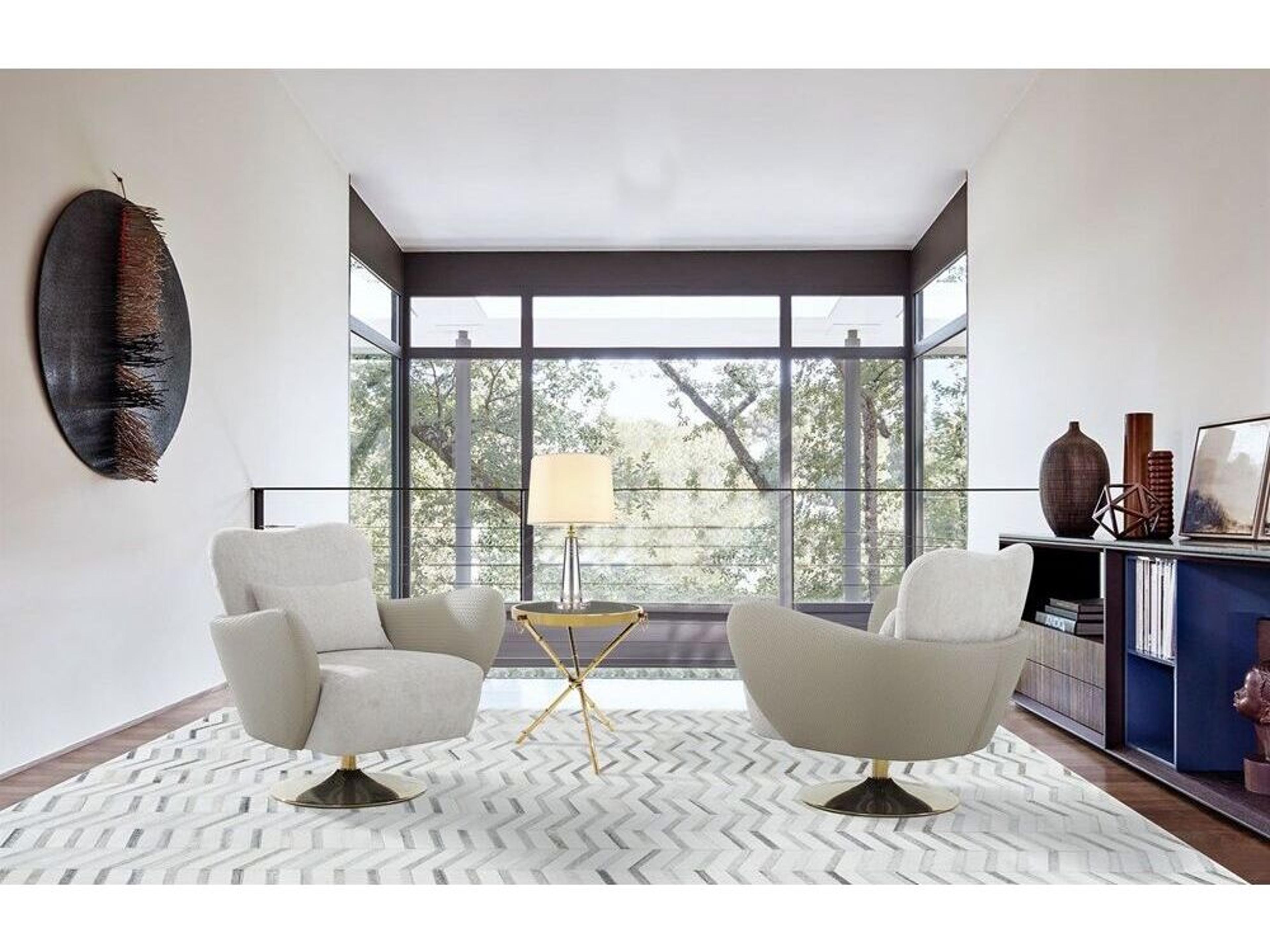 Pasargad Home Noho Mercer Swivel Beige Accent Chair