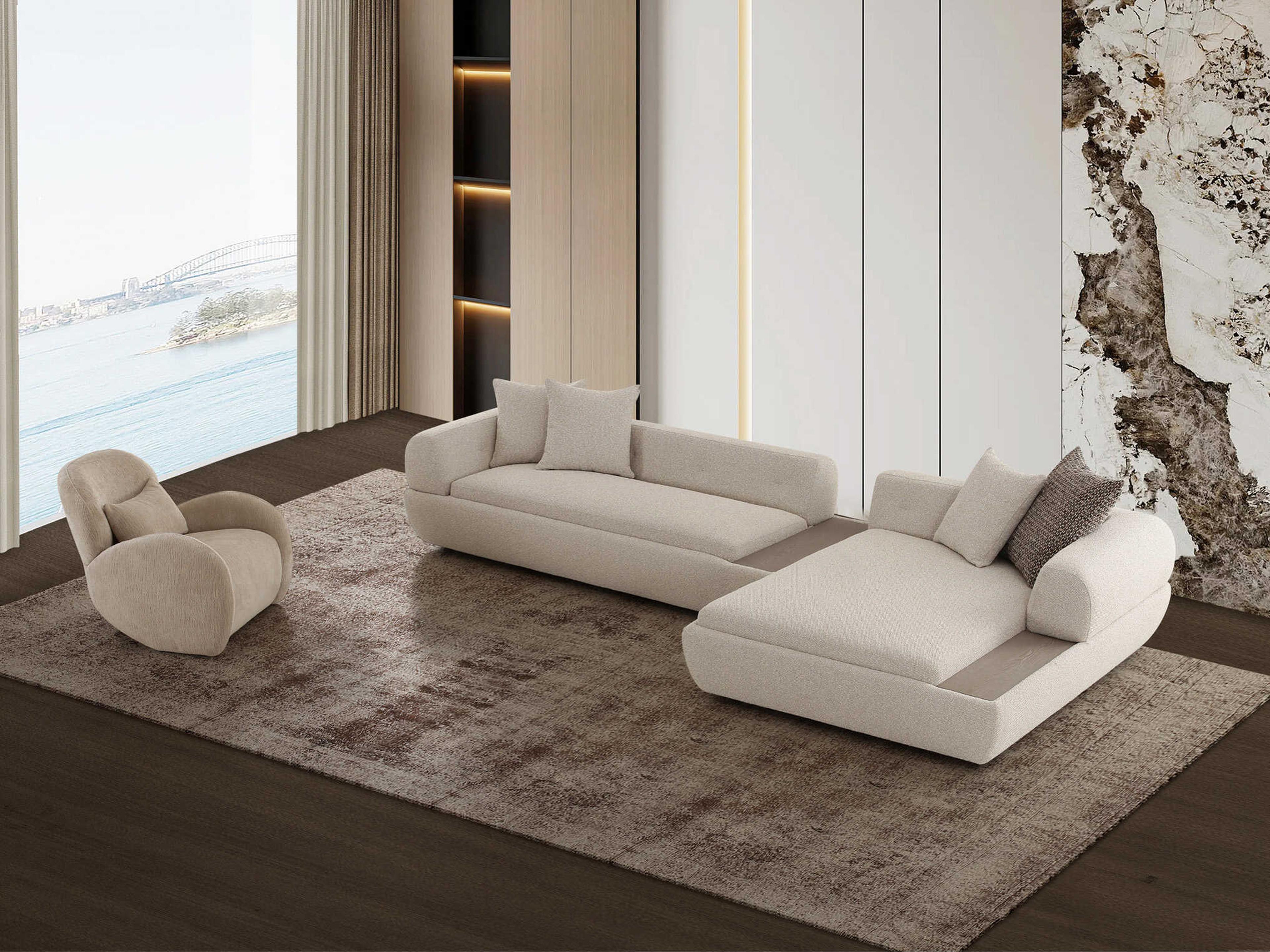 Pasargad Home Moderno Beige Accent Chair