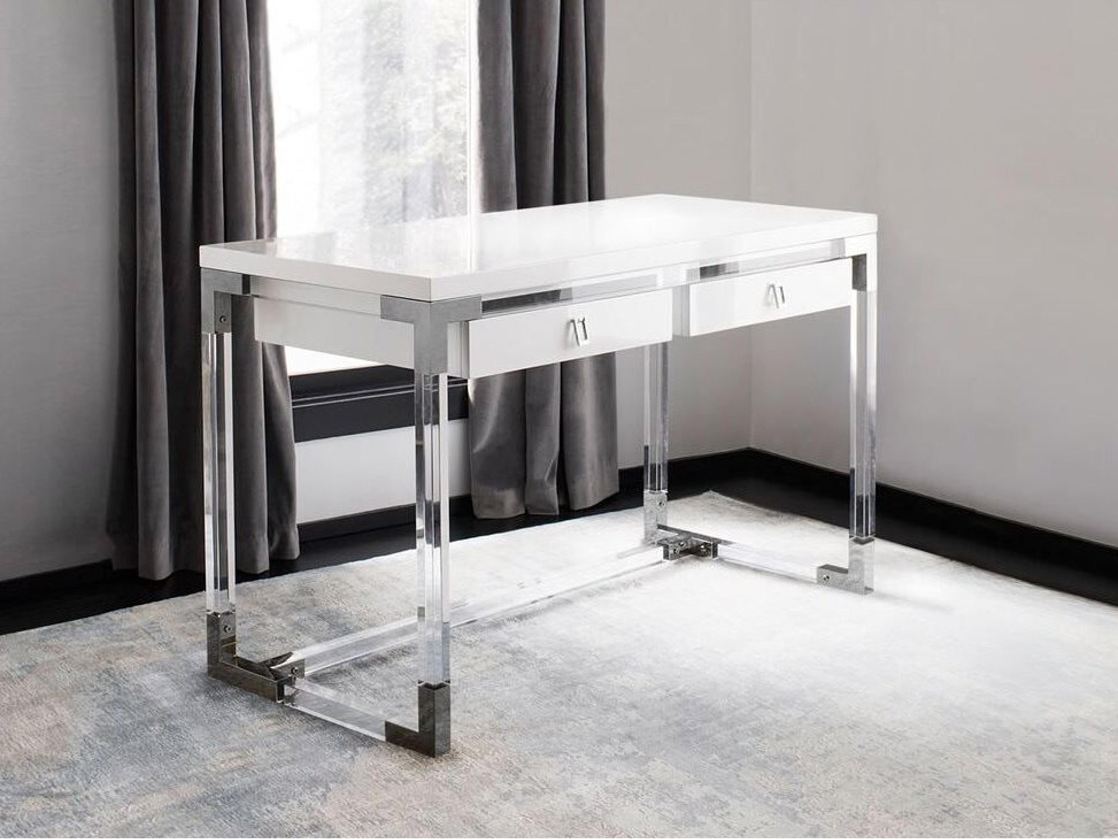 Pasargad Home Firenze White Silver Writing Desk