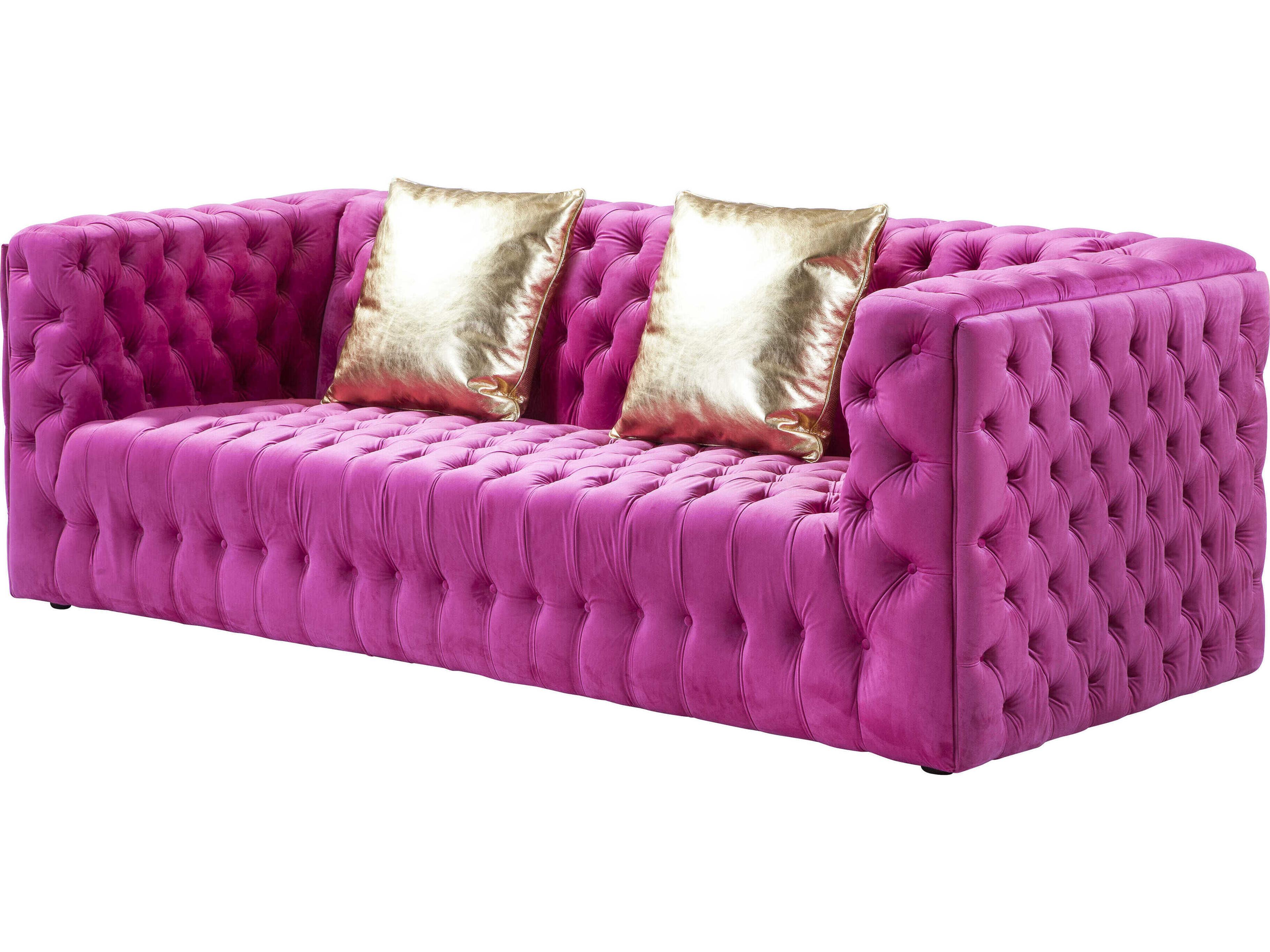 Vicenza Fuschia Pink Velvet Upholstered Sofa