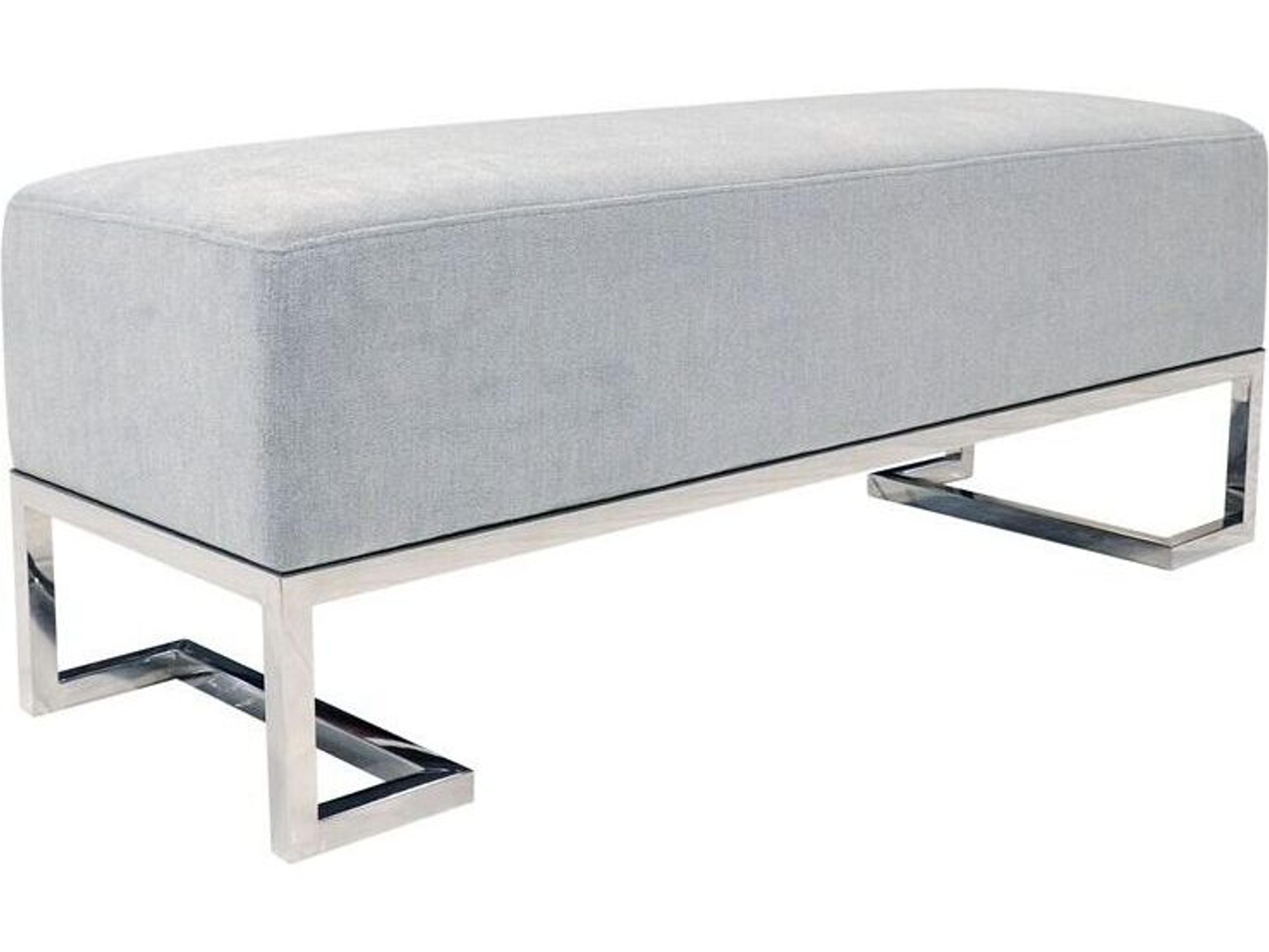 Luxe Blue Chrome Upholstered Accent Bench