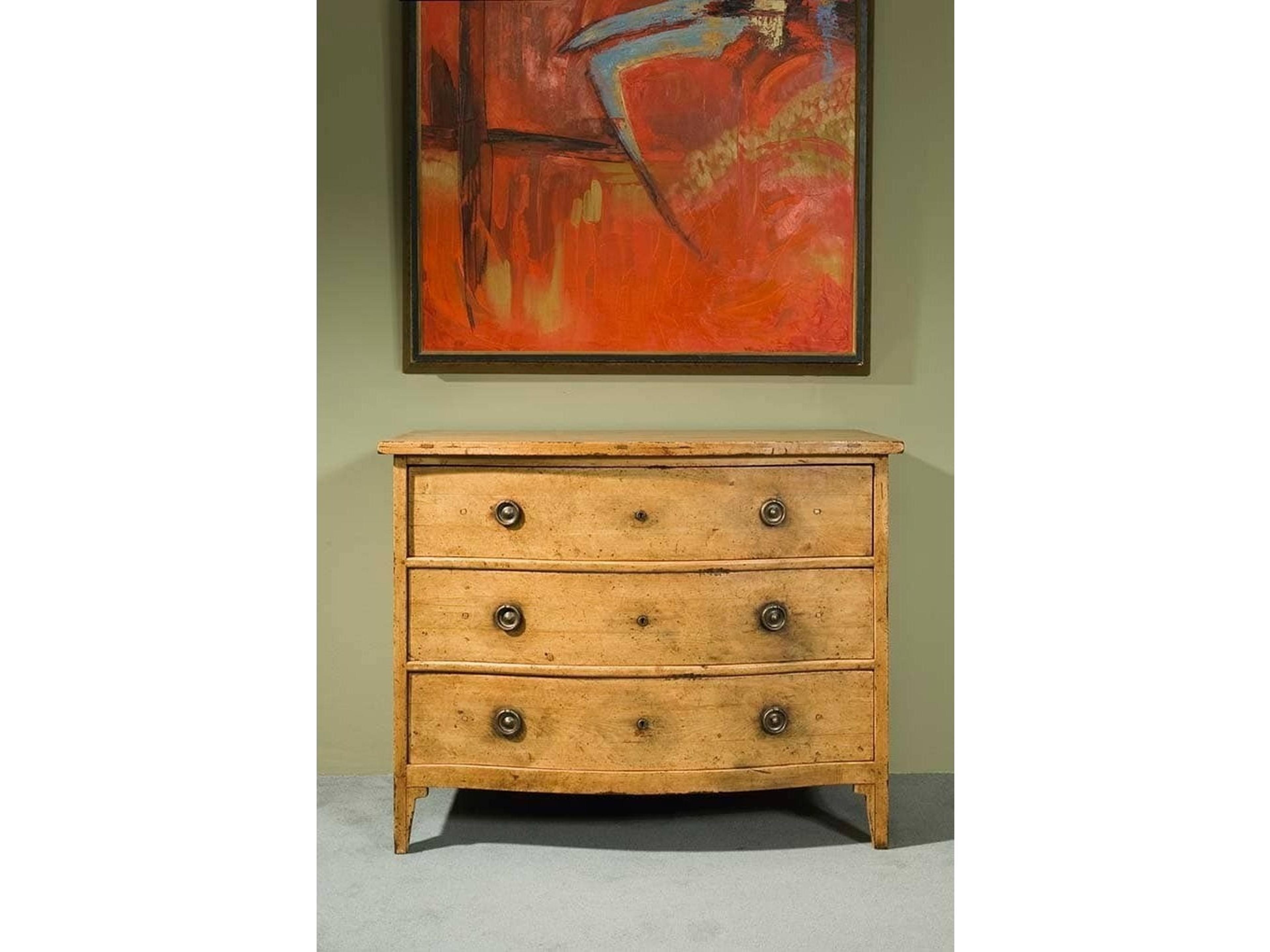 3-Drawers Brown Pine Wood Dresser