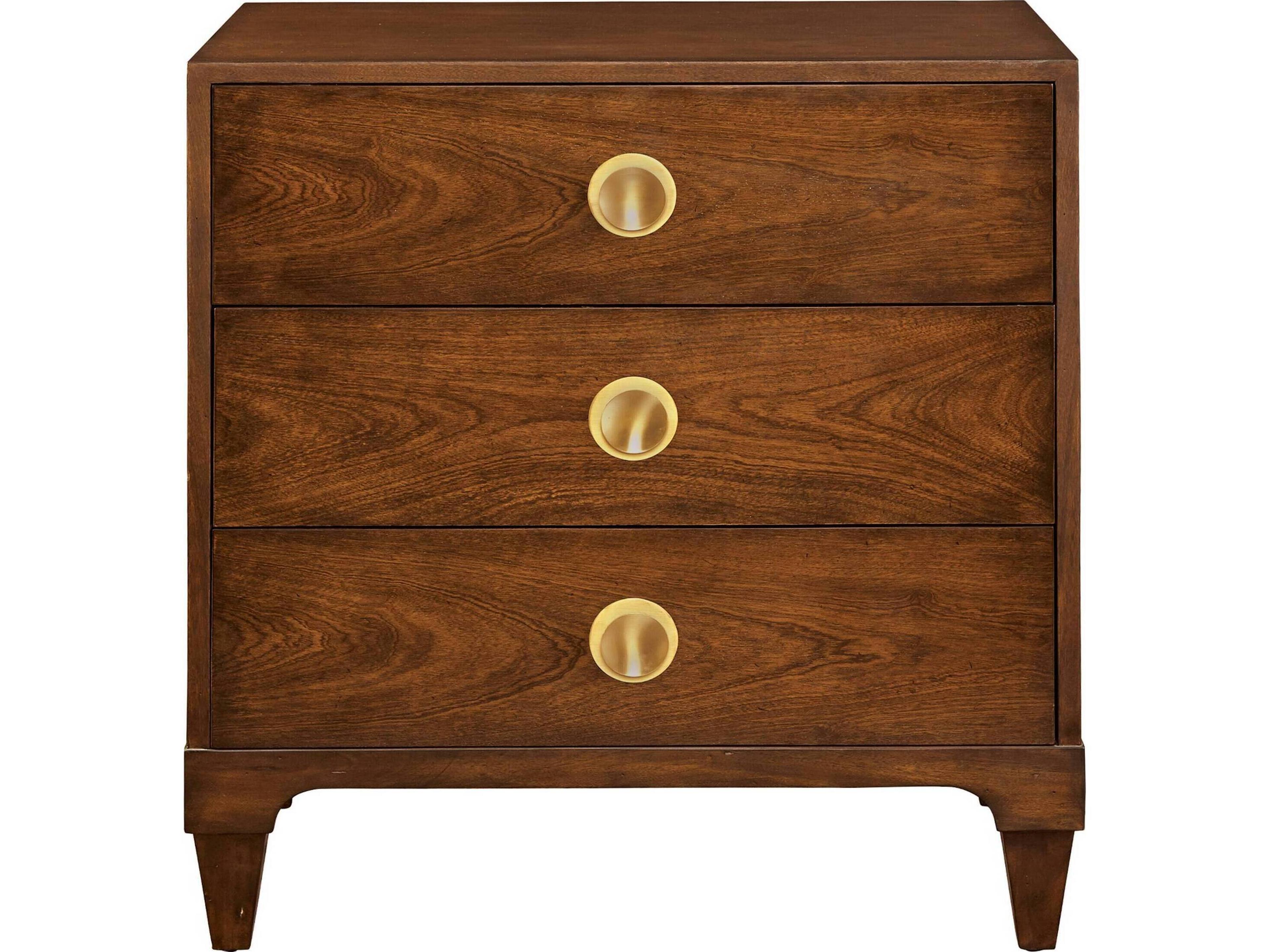3-Drawers Brown Mahogany Wood Dresser