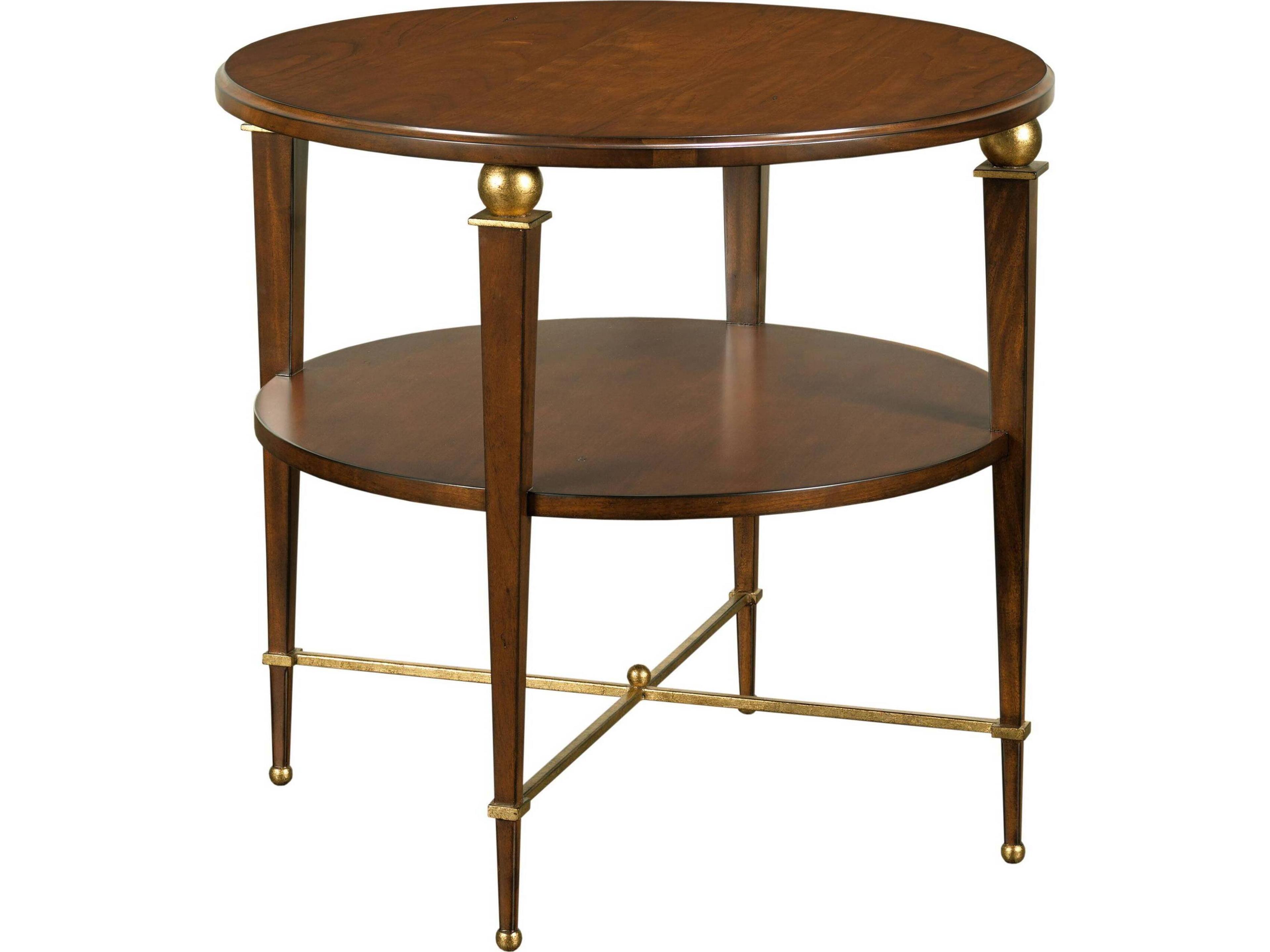 Round Wood Cherry End Table