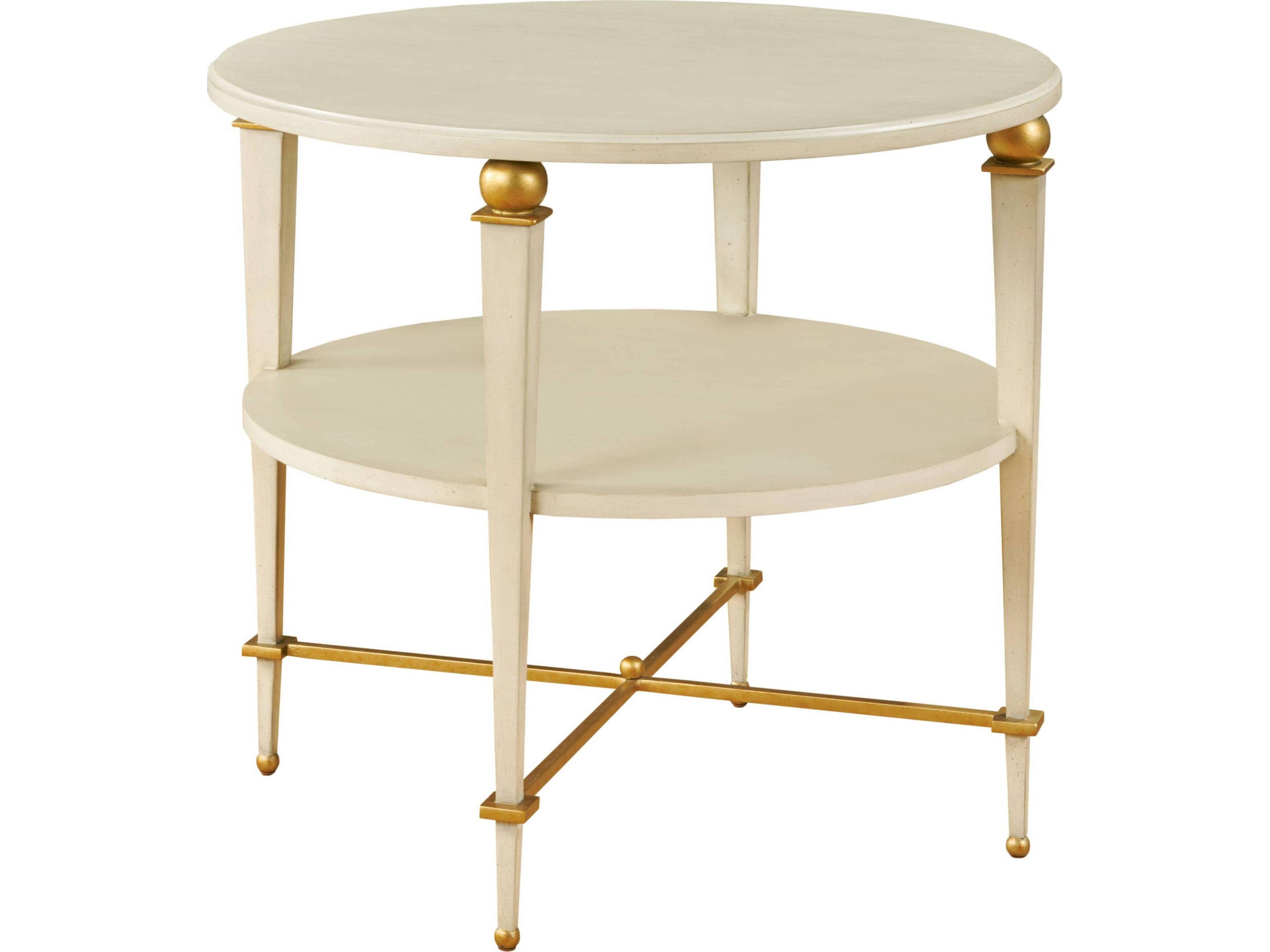 Round Wood Linen End Table