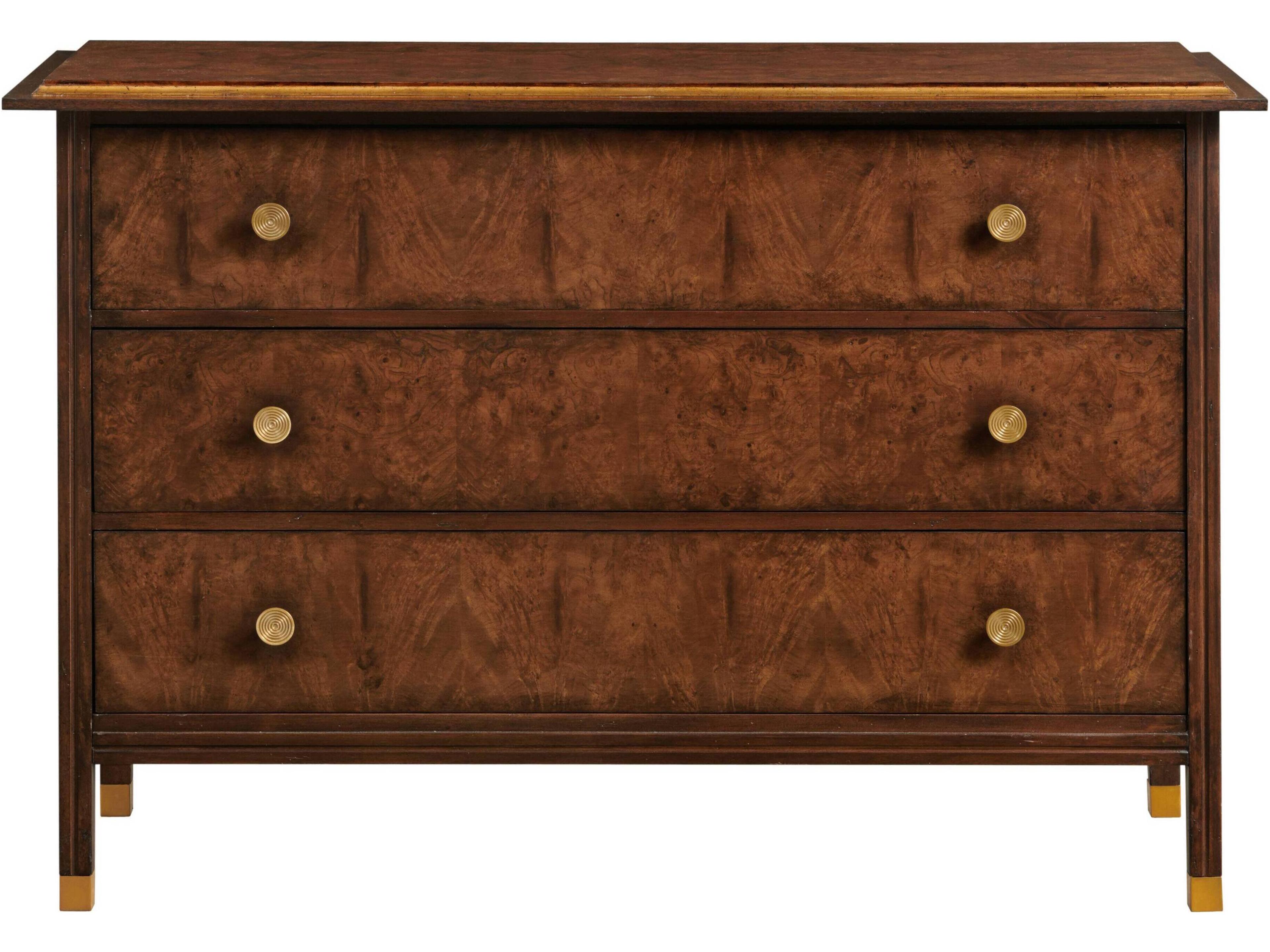3-Drawers Brown Mahogany Wood Dresser