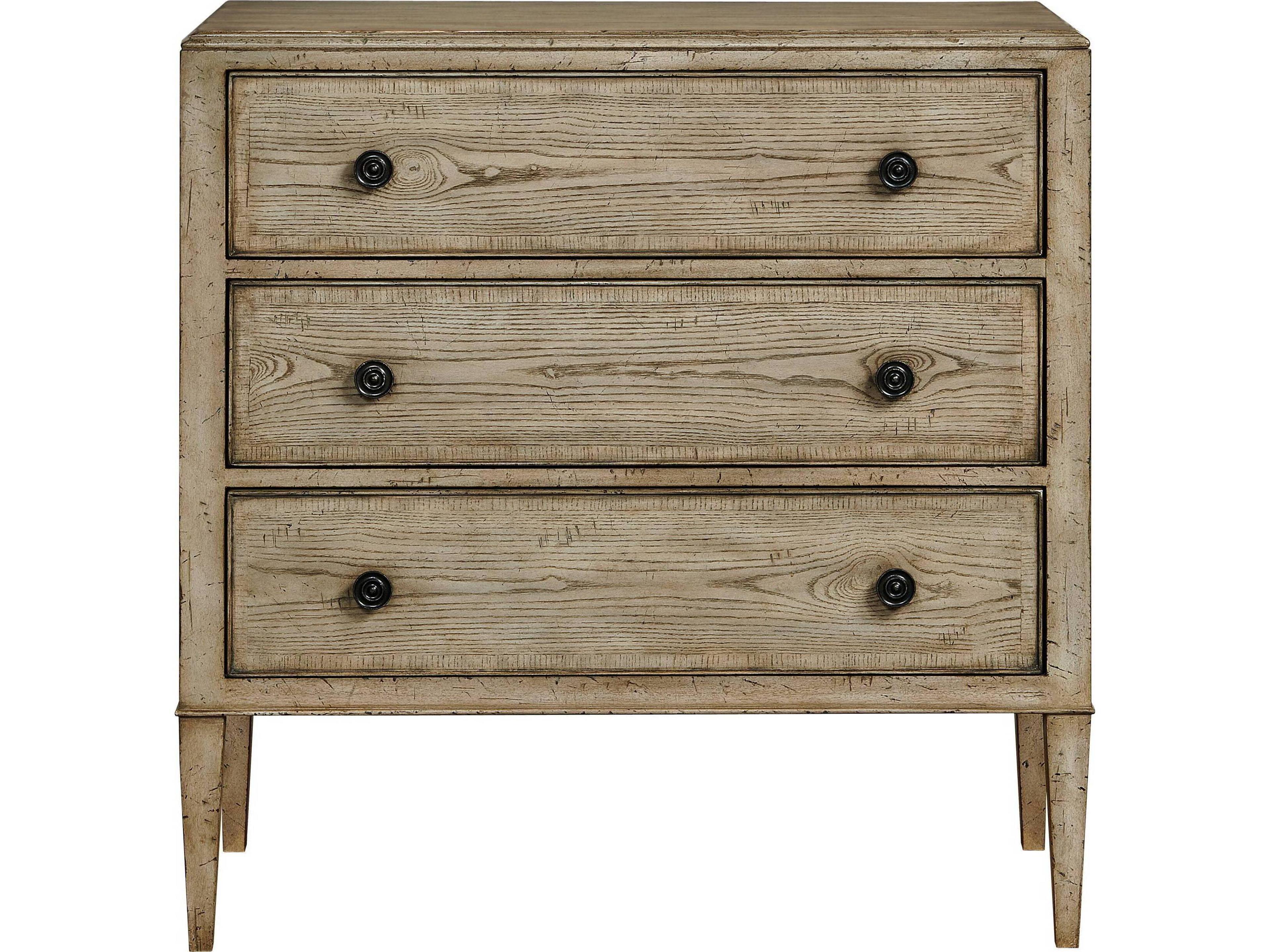 3-Drawers Beige Ash Wood Dresser