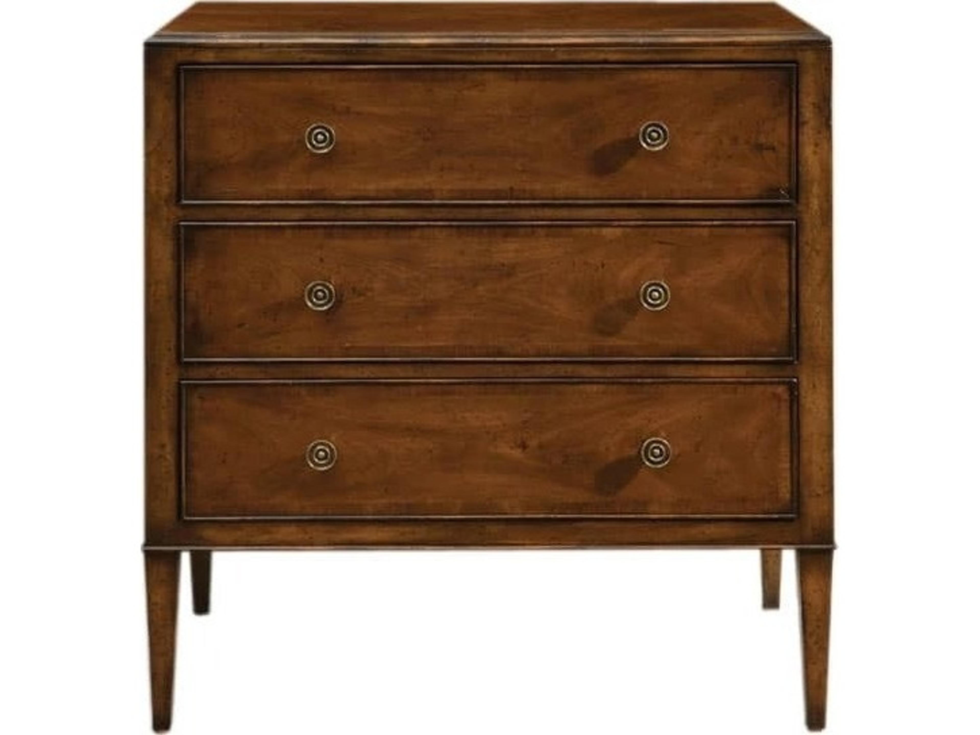 3-Drawers Brown Mahogany Wood Dresser