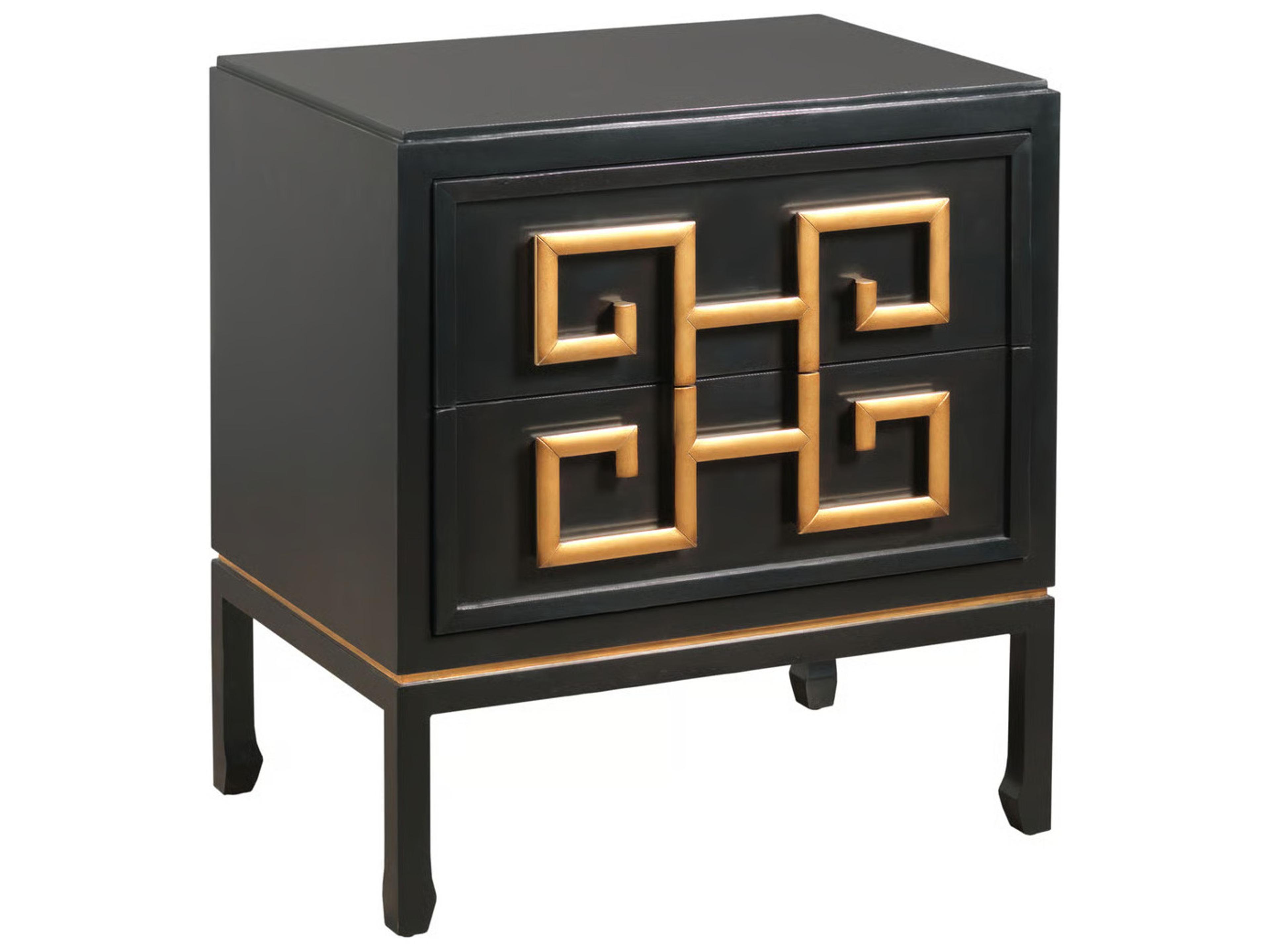 Black Sheen White Walnut Wood Accent Chest