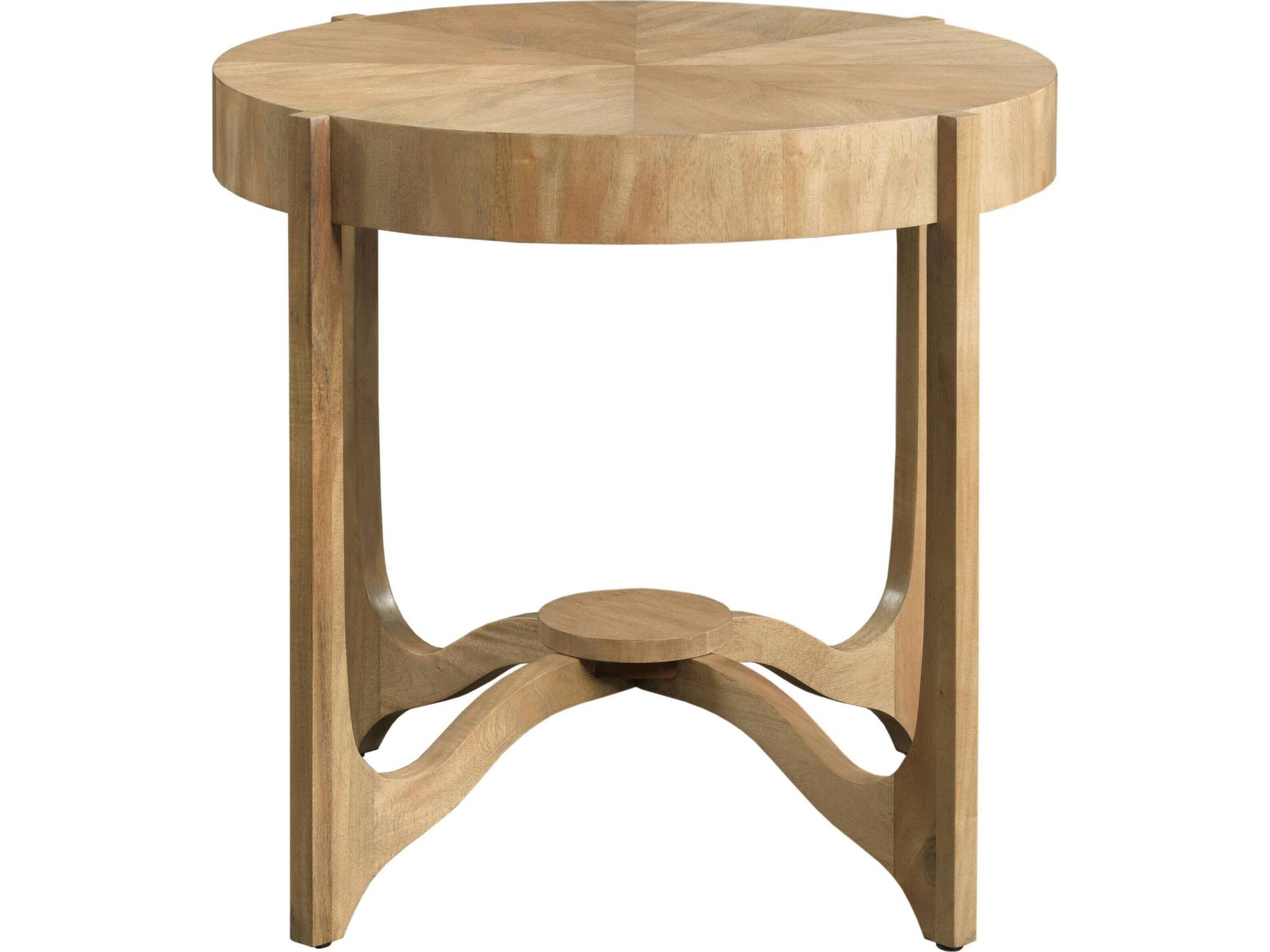 Round Wood Bleach End Table