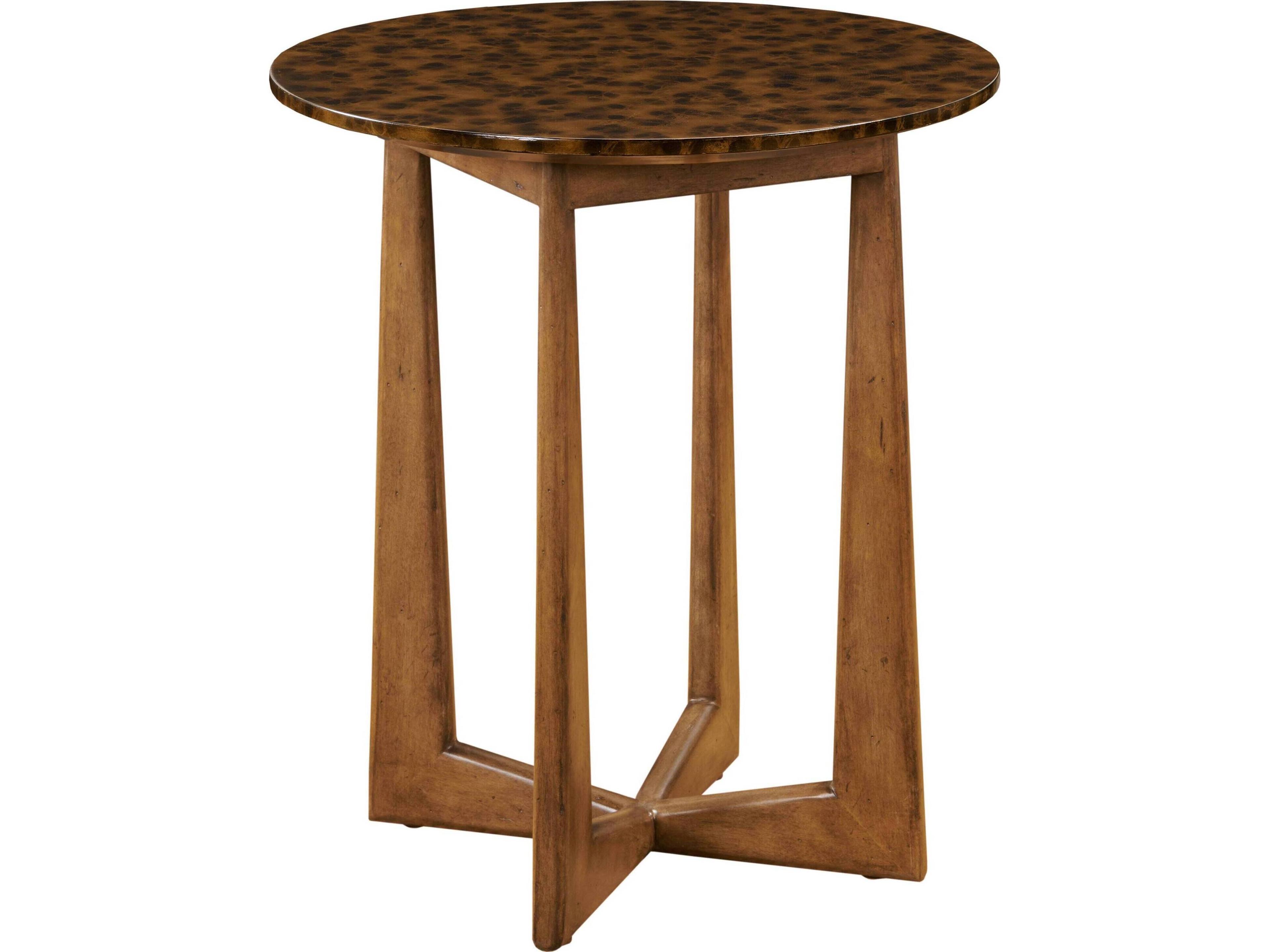 Round Wood Artisan End Table