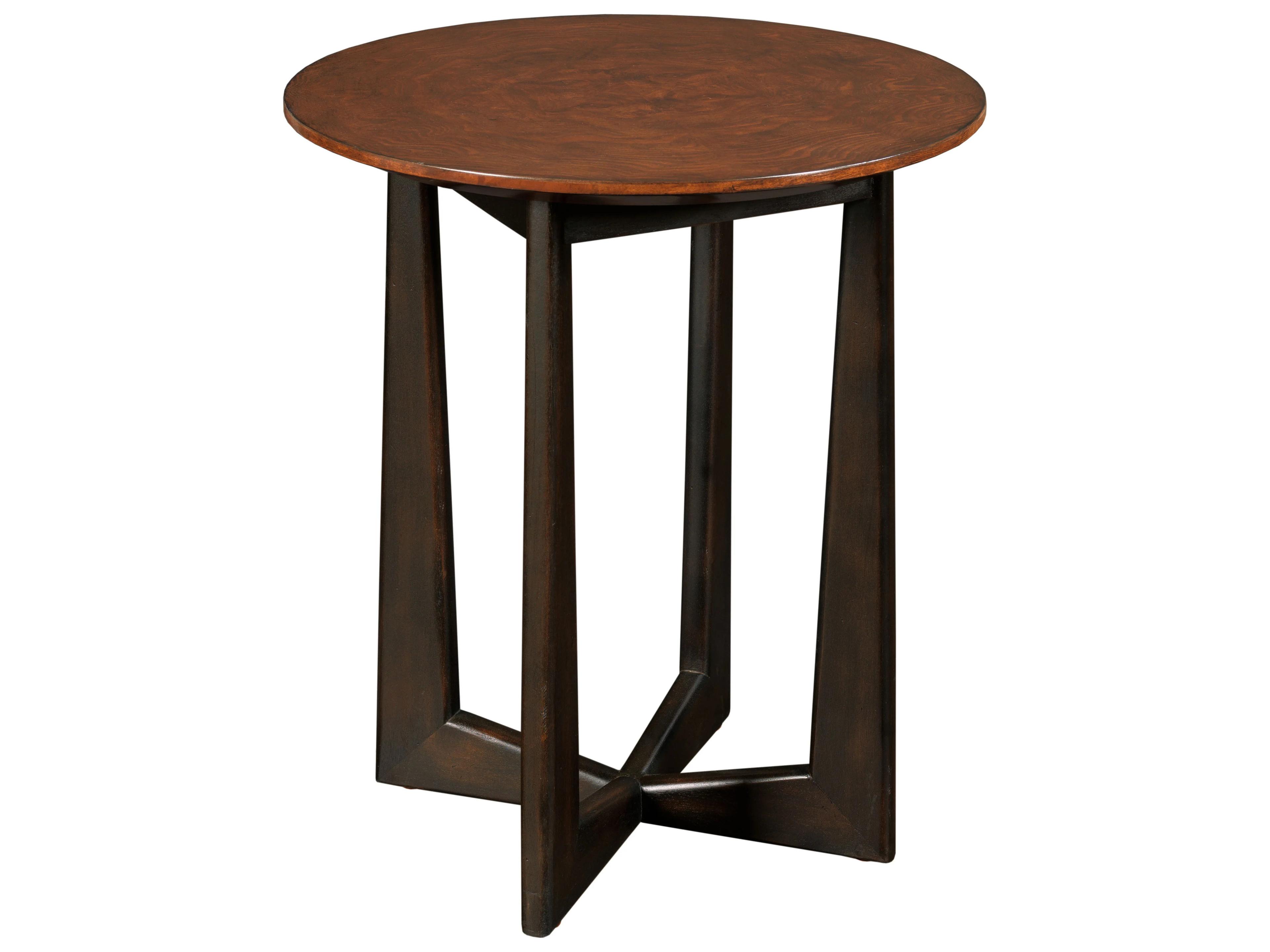 Round Wood Black Mahogany Burl Top End Table