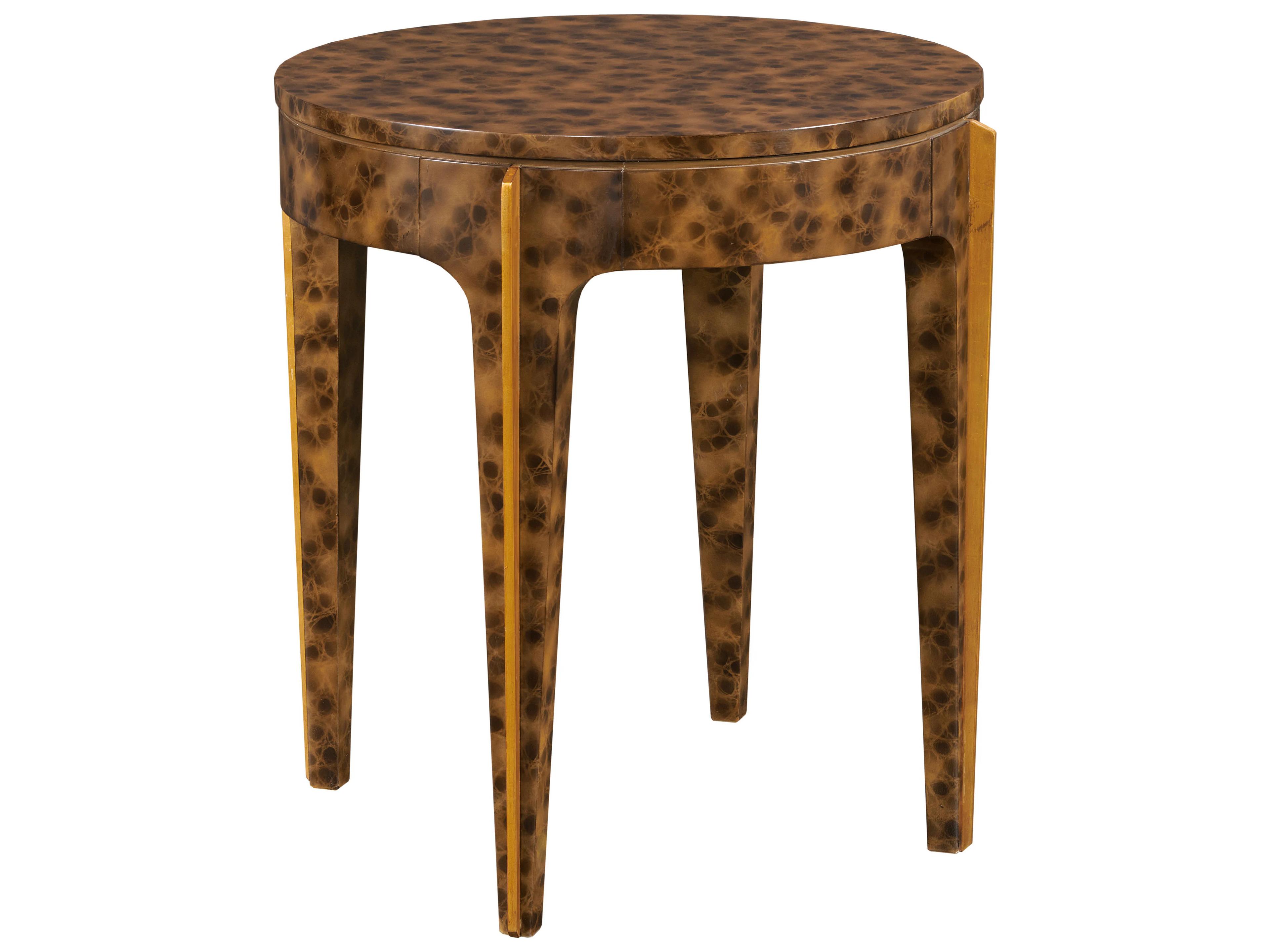 Round Wood Tortoise End Table