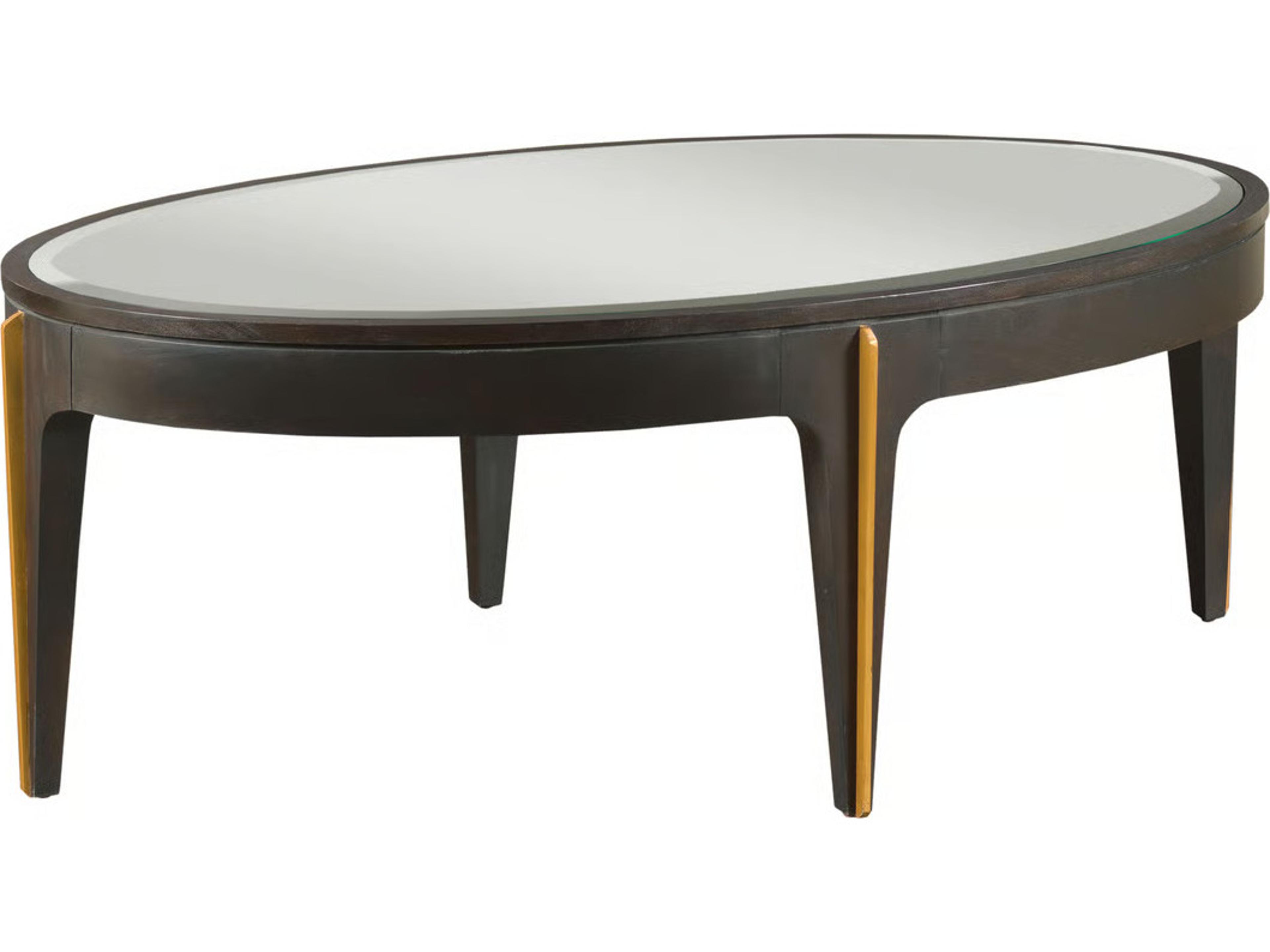 Oval Paint Black W mirror Top Coffee Table