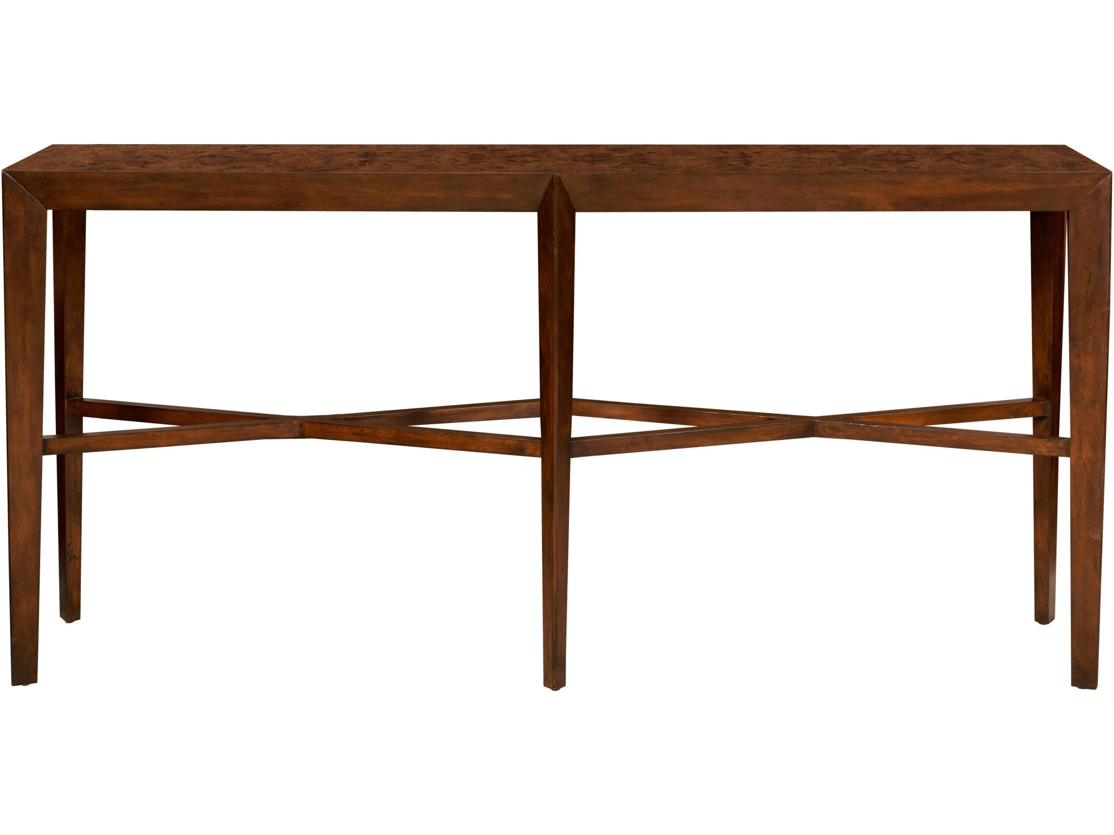 Rectangular Wood Ash Burl Mahogany Console Table