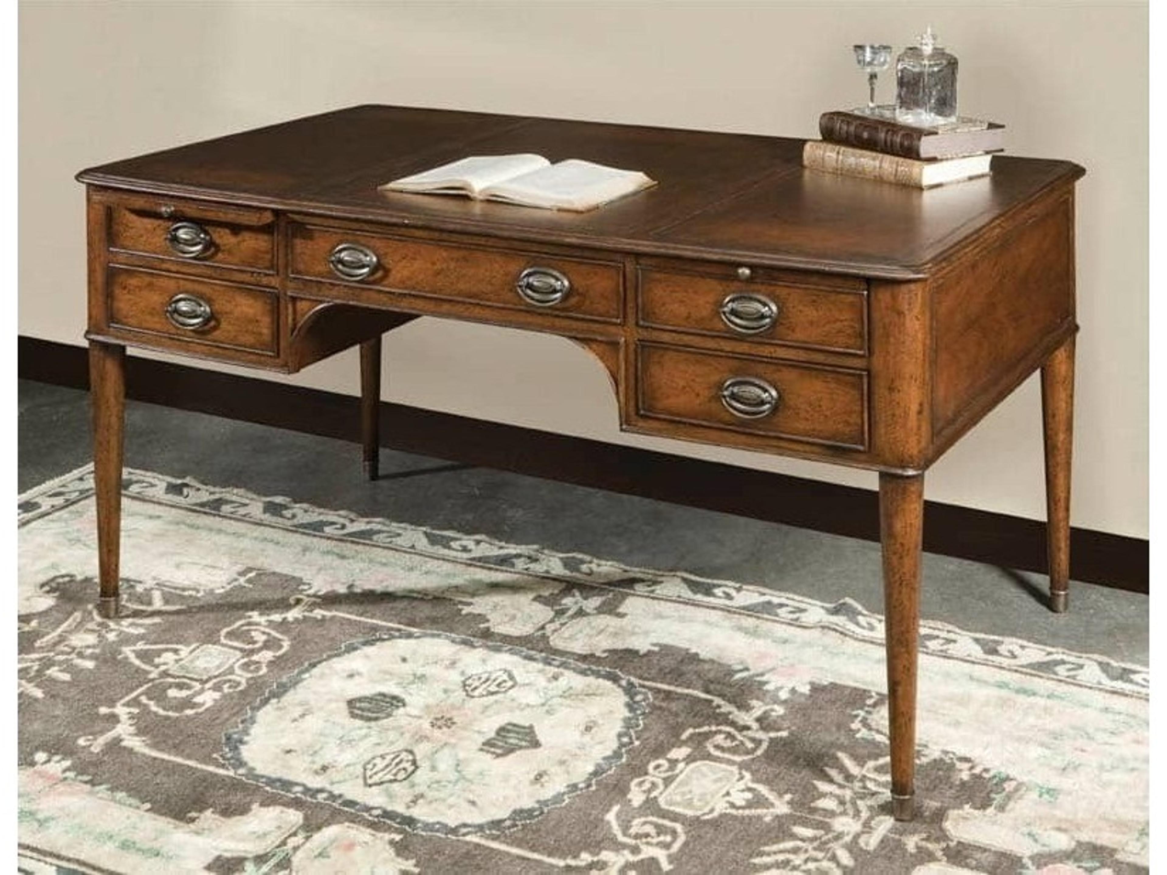 English Mahogany Brown Wood Secretary Desk