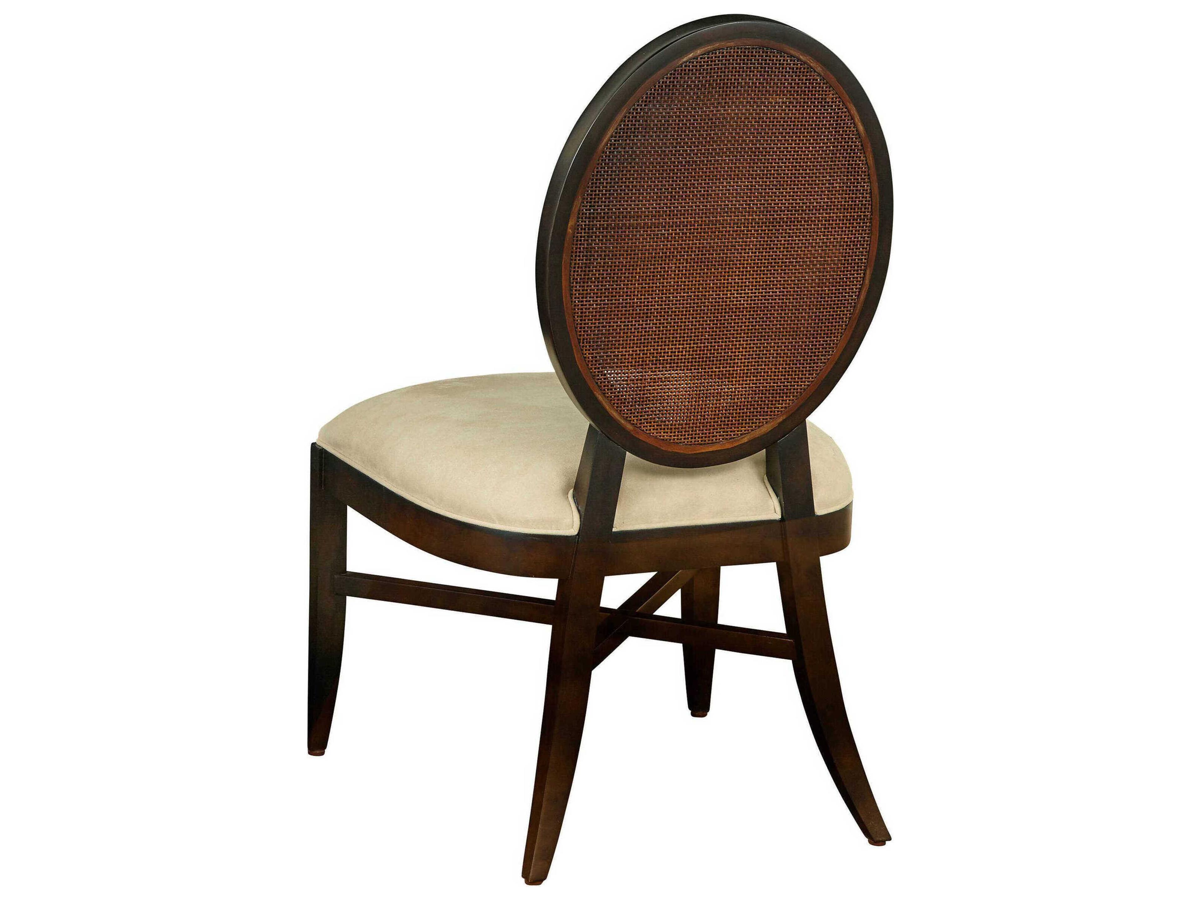 Port Eliot Oval Cane Brown Upholstered Armless Dining Chair