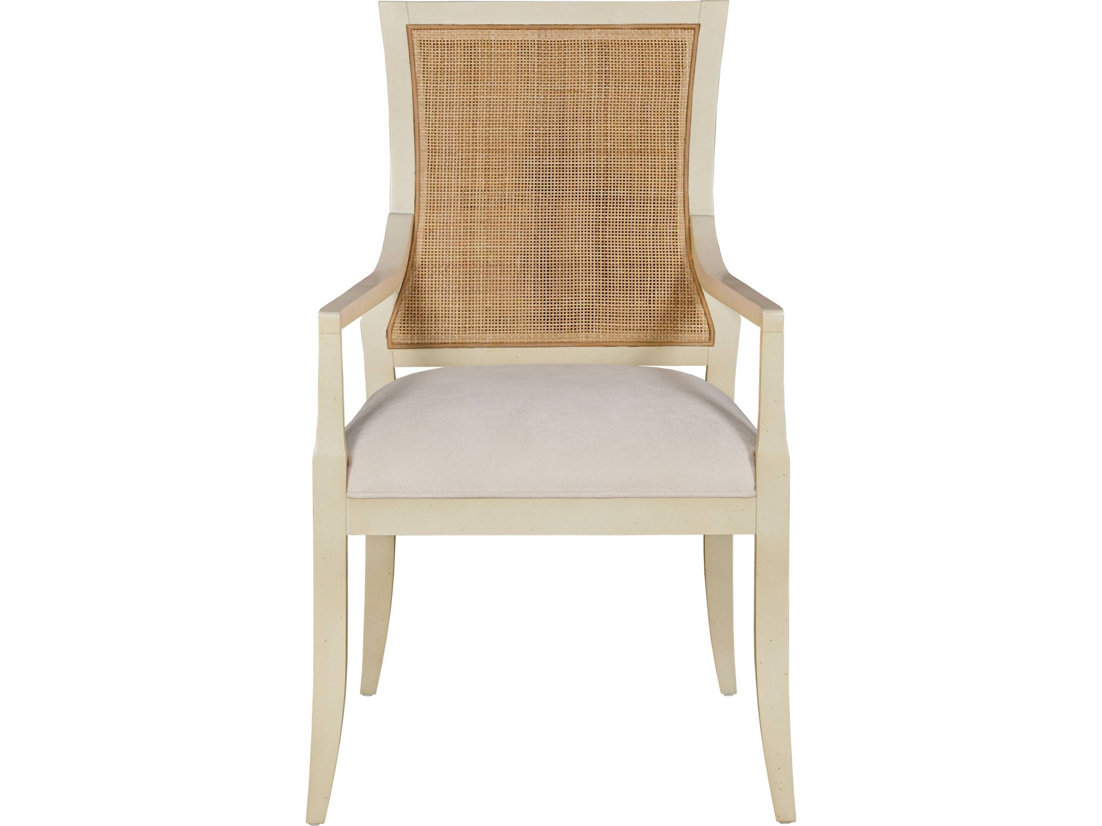 Cane Beige Upholstered Arm Dining Chair