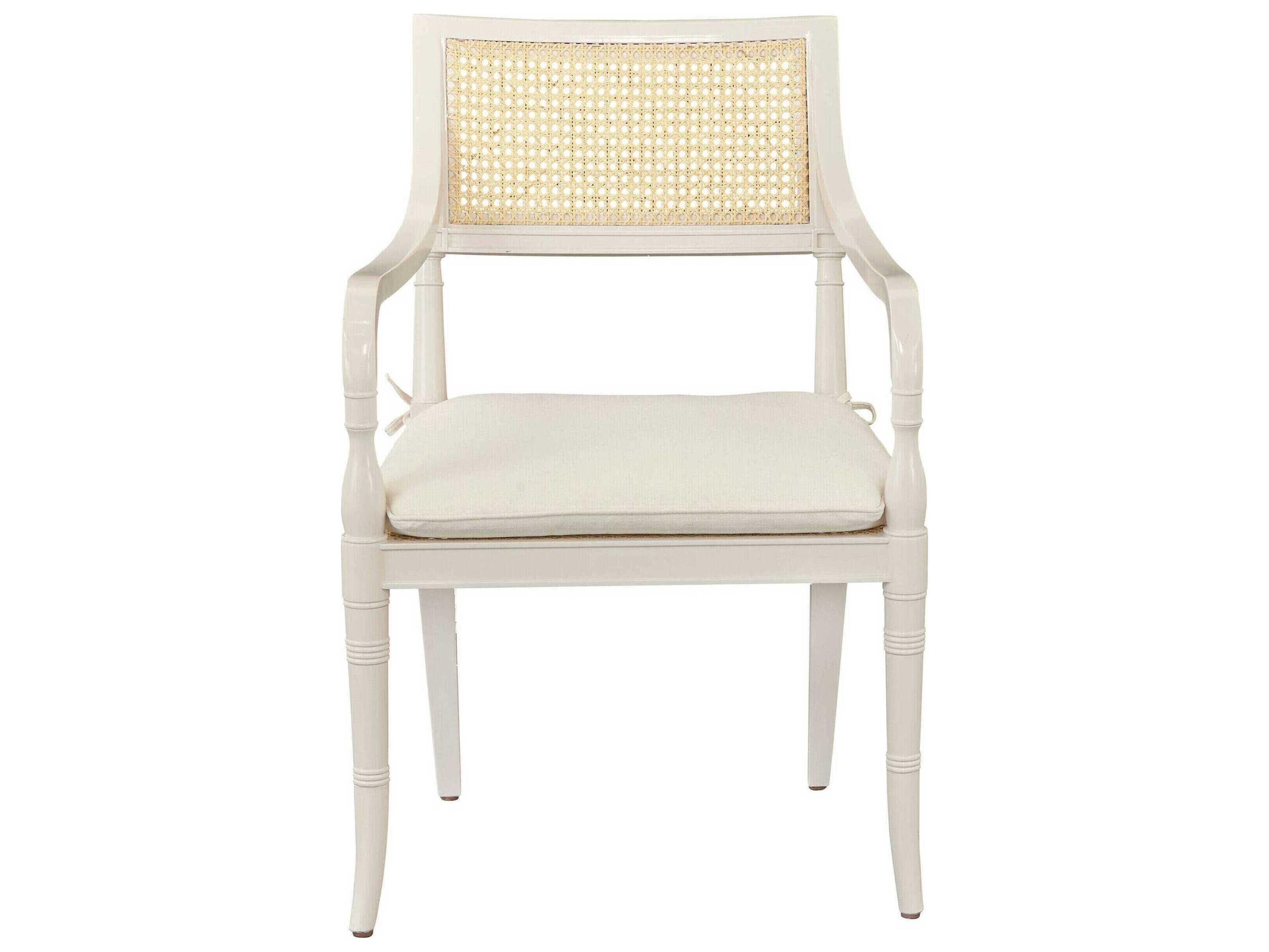 Regency White Upholstered Arm Dining Chair