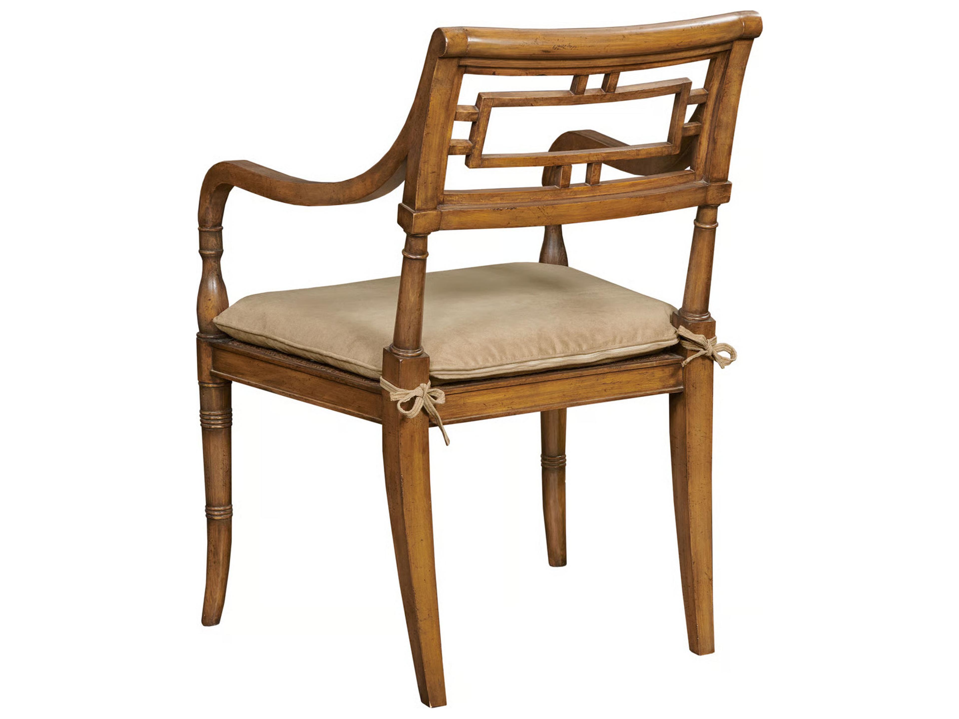 Port Eliot Mahogany Wood Brown Upholstered Arm Dining Chair