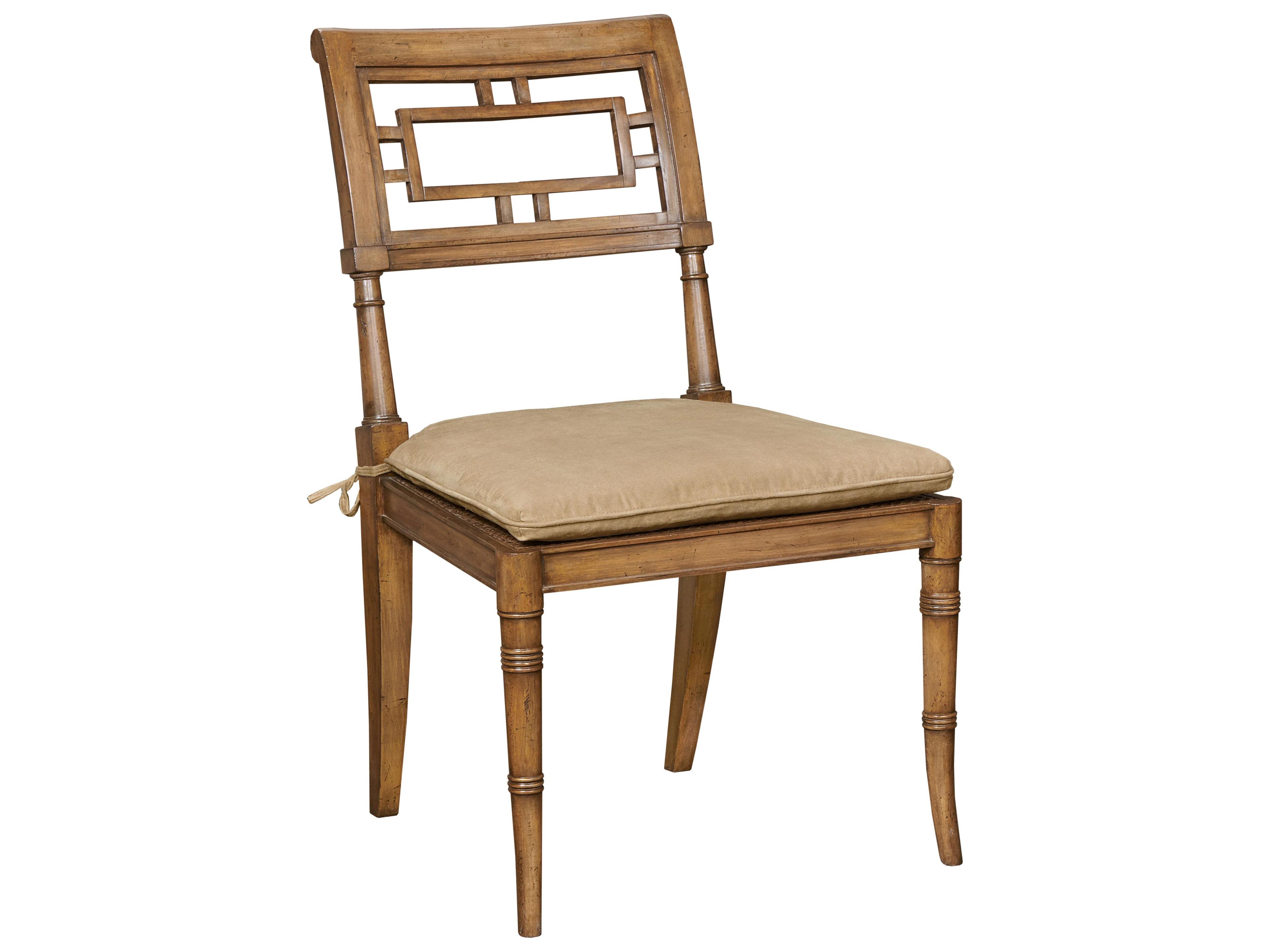 Solid Wood Brown Upholstered Armless Dining Chair