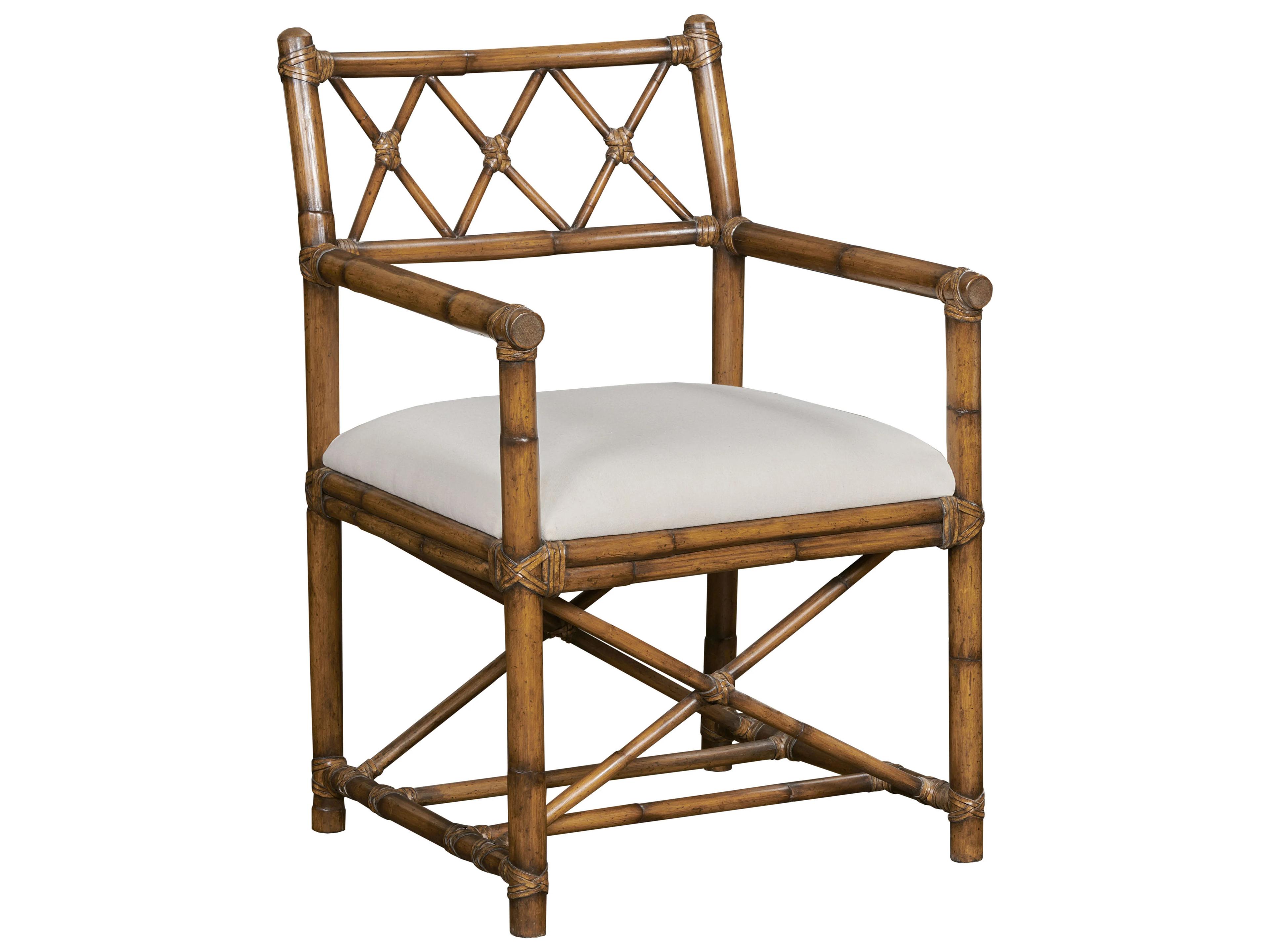 Bamboo Wood Brown Arm Dining Chair