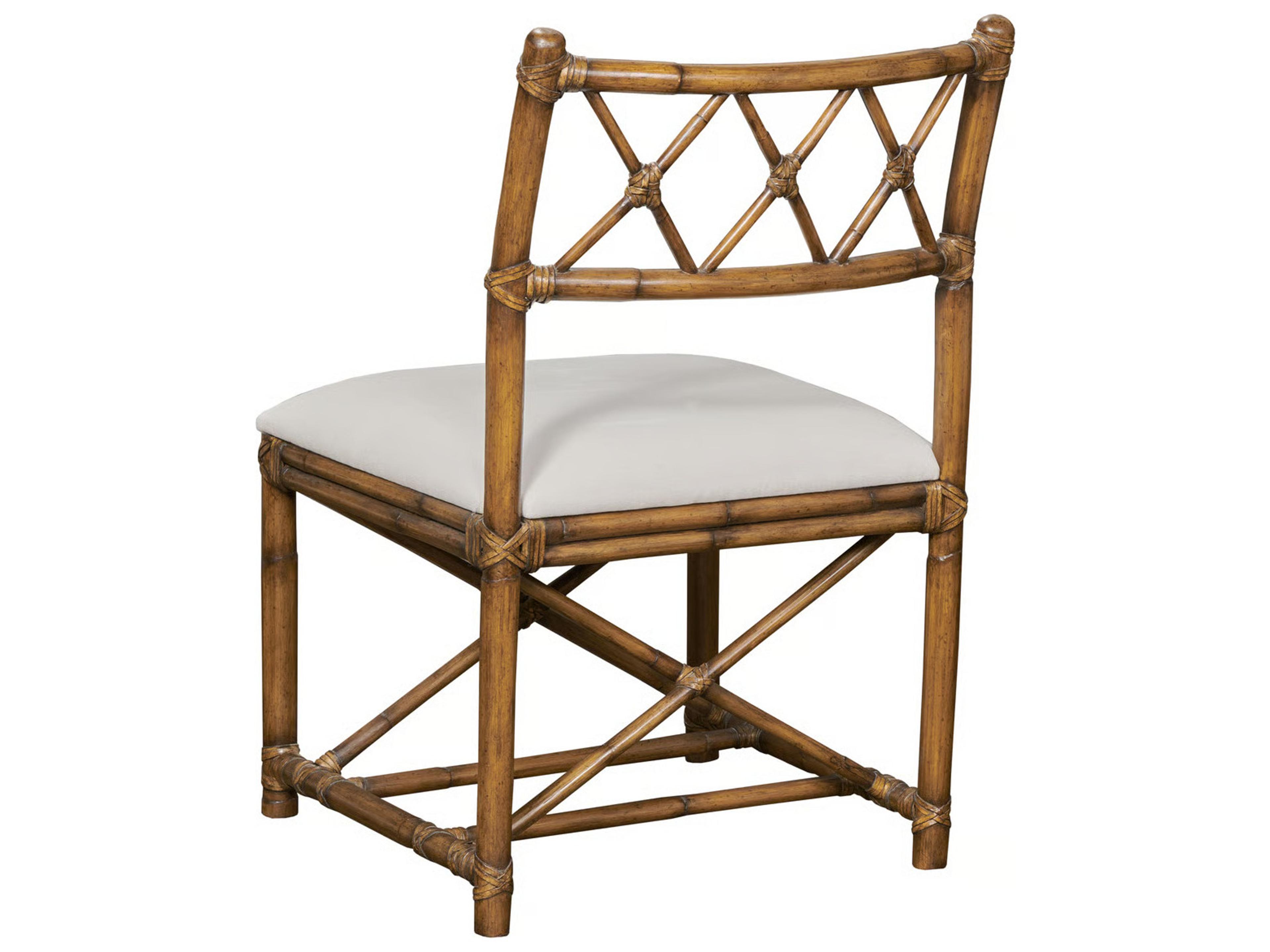 Port Eliot Bamboo Wood Brown Upholstered Armless Dining Chair